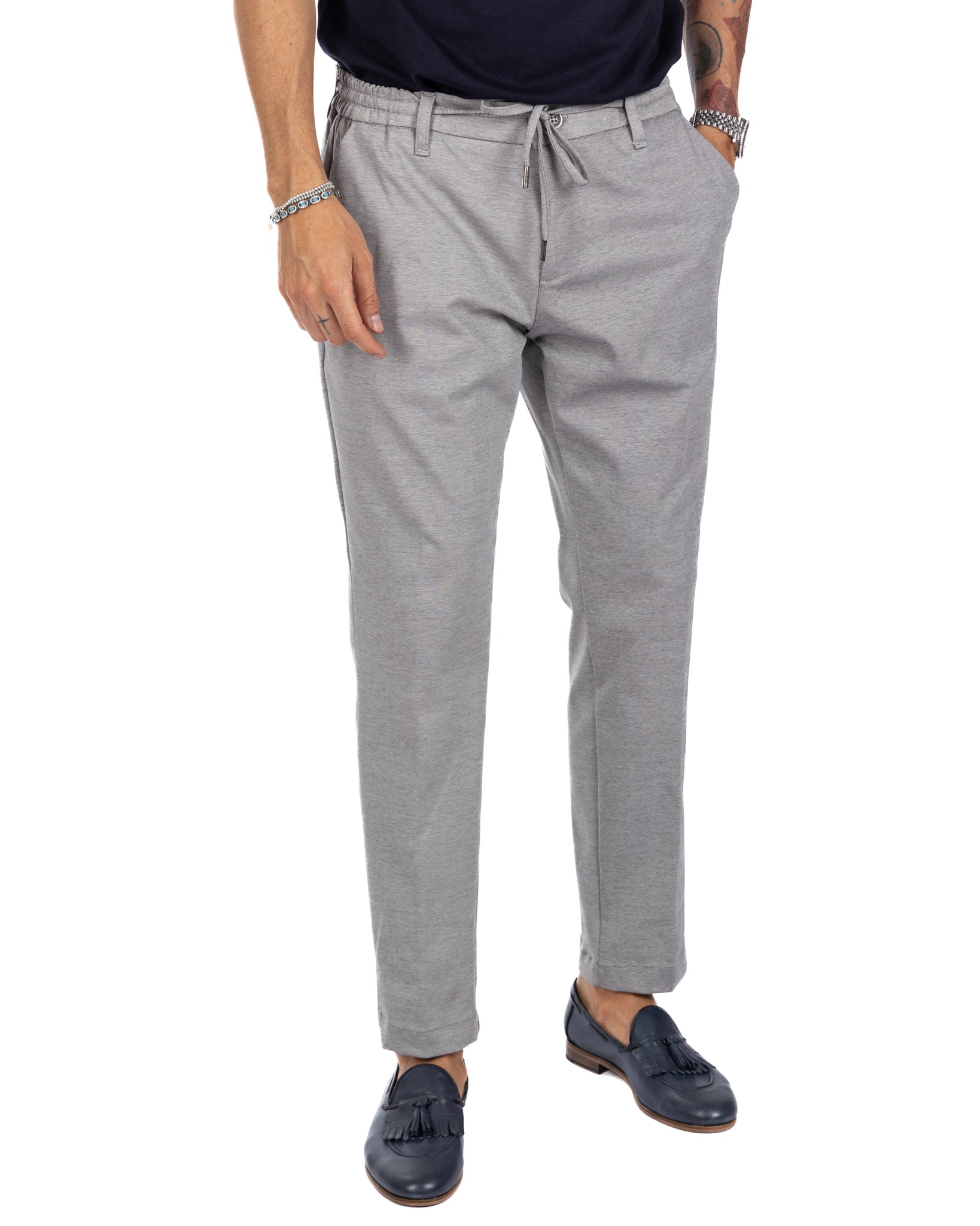 Shelby - gray cotton trousers