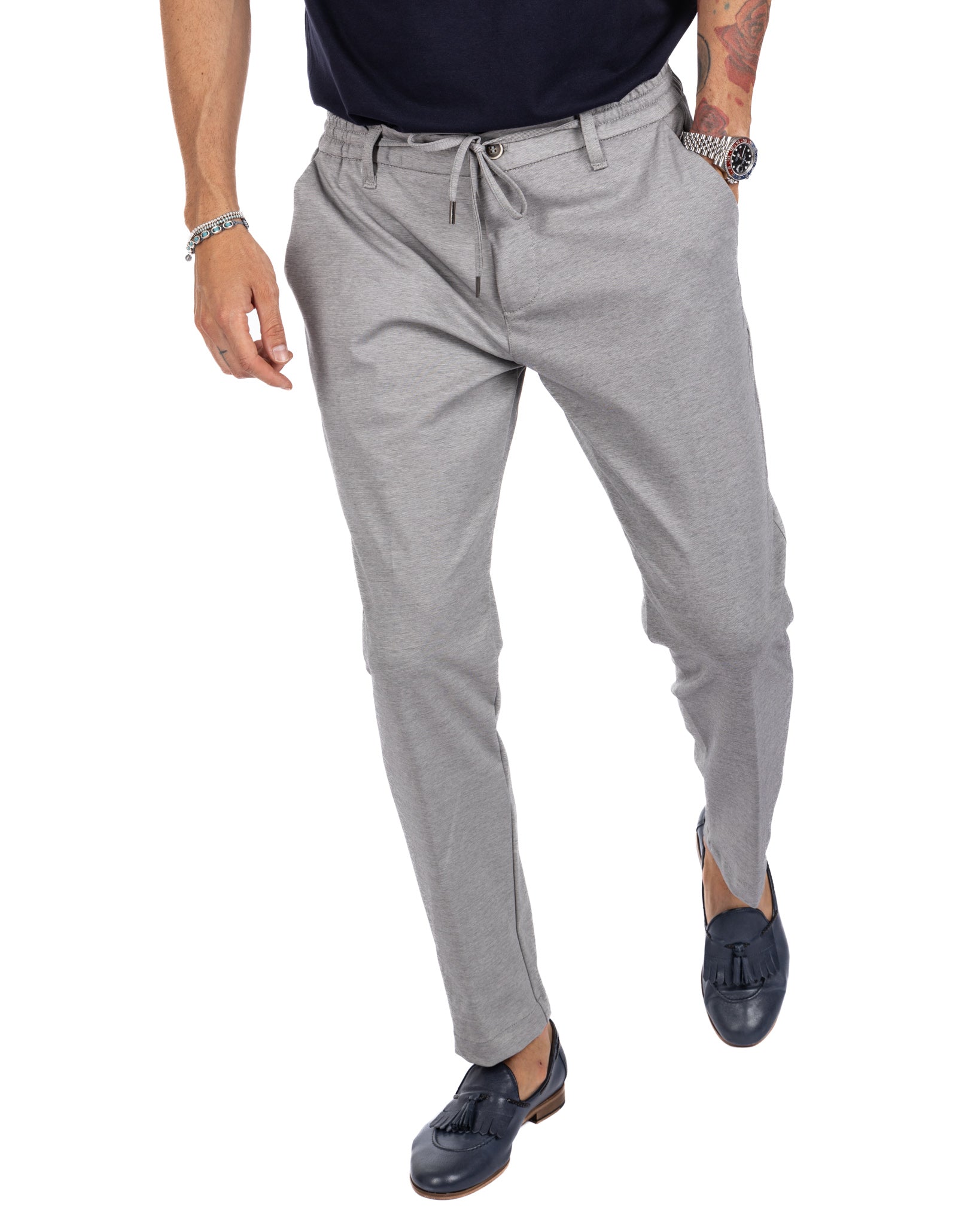 Shelby - gray cotton trousers