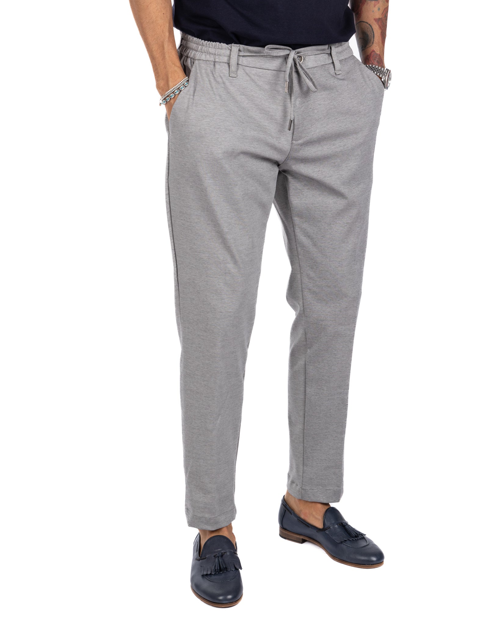 Shelby - gray cotton trousers