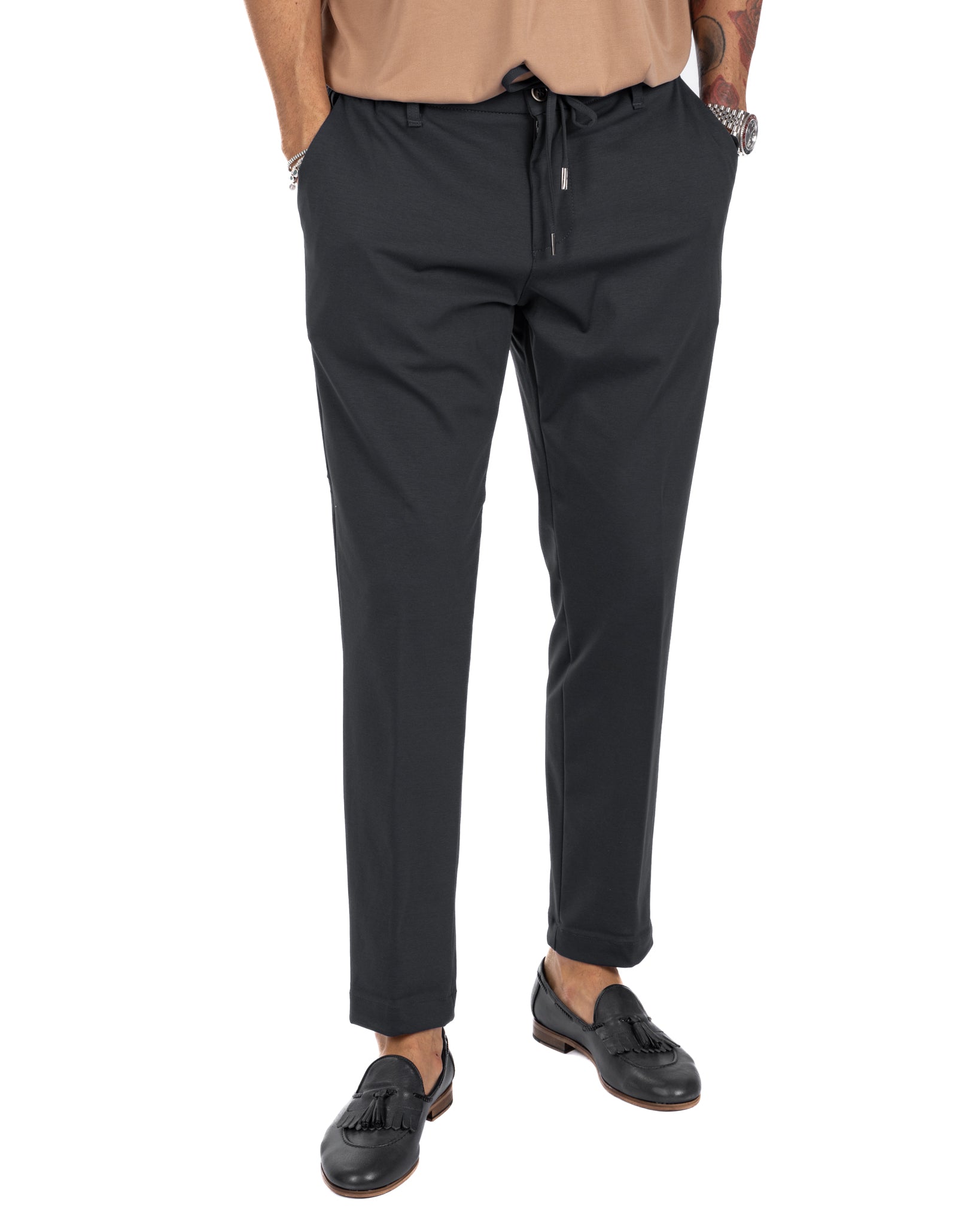 Shelby - black cotton trousers