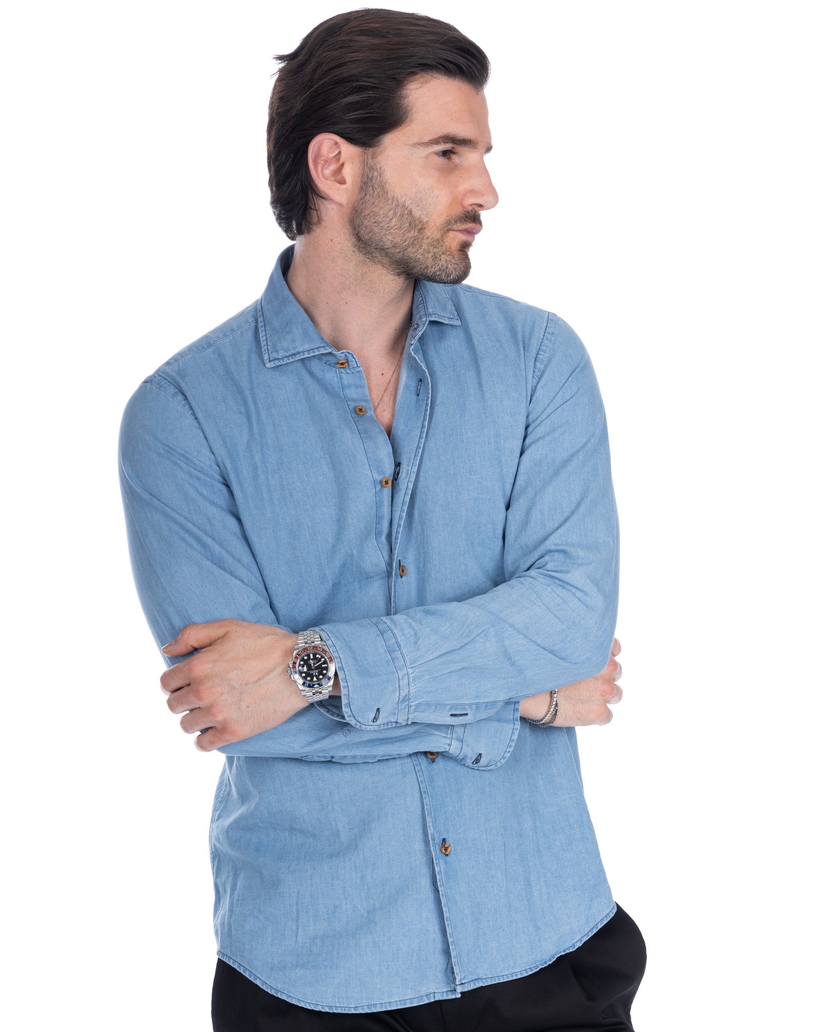 Mark - chemise en jean légèrement délavé