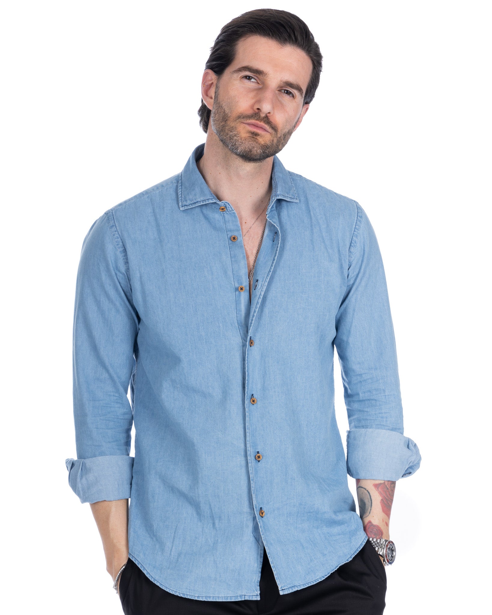 Mark - chemise en jean légèrement délavé