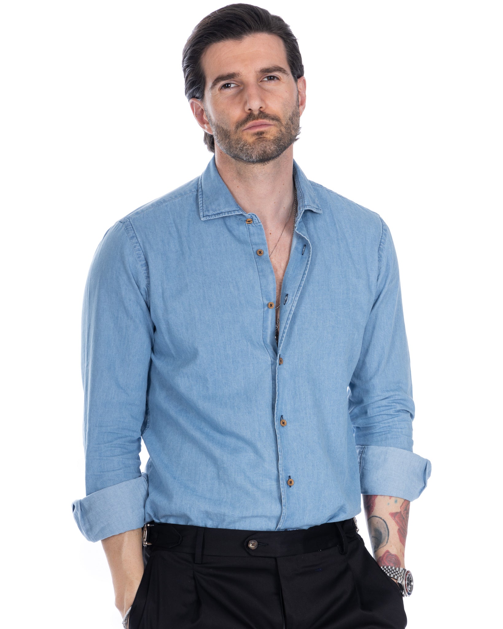 Mark - chemise en jean légèrement délavé