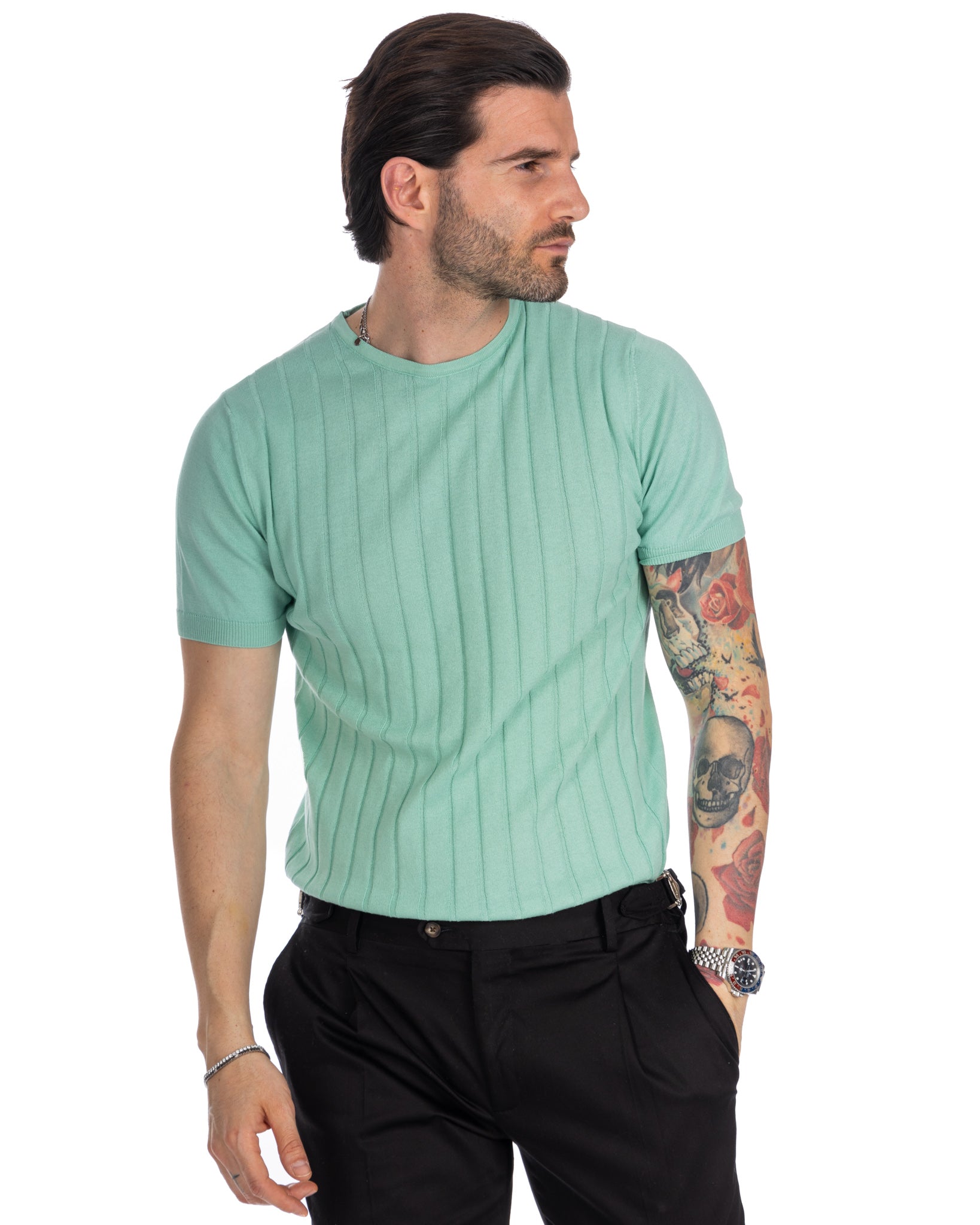 Andreas - mint ribbed knit t-shirt