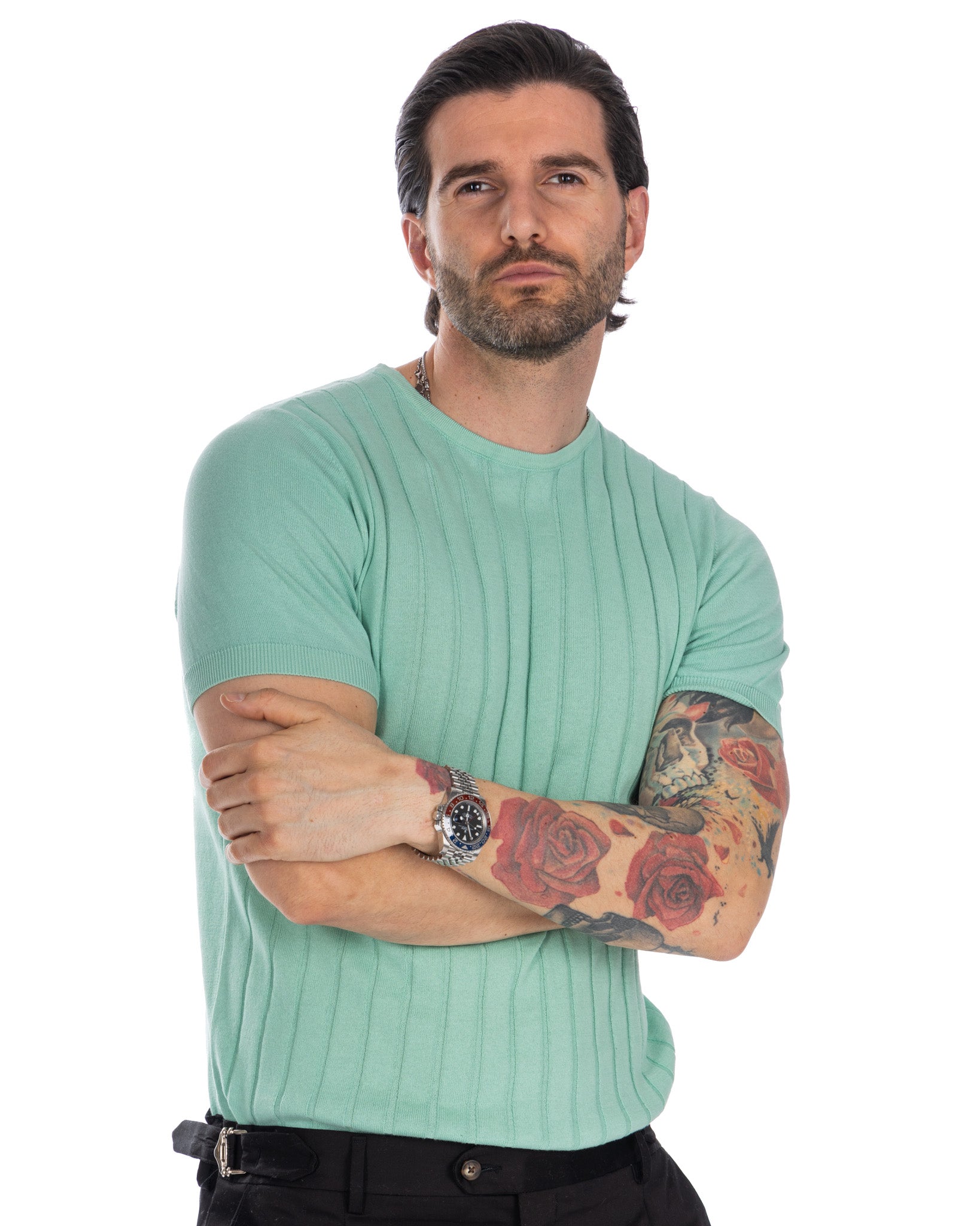 Andreas - mint ribbed knit t-shirt