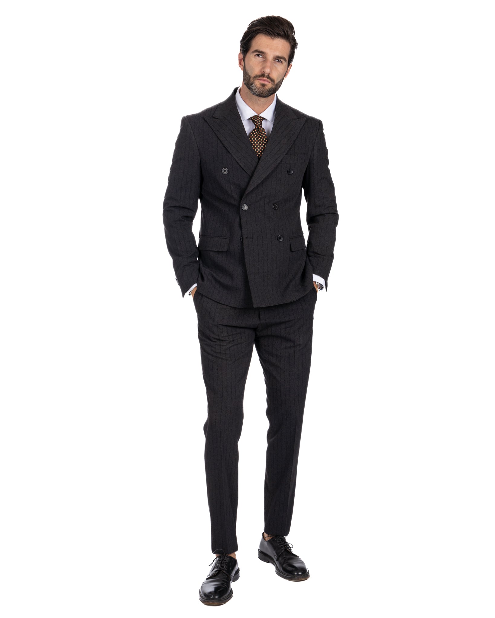 Enzo - anthracite double-breasted pinstripe suit