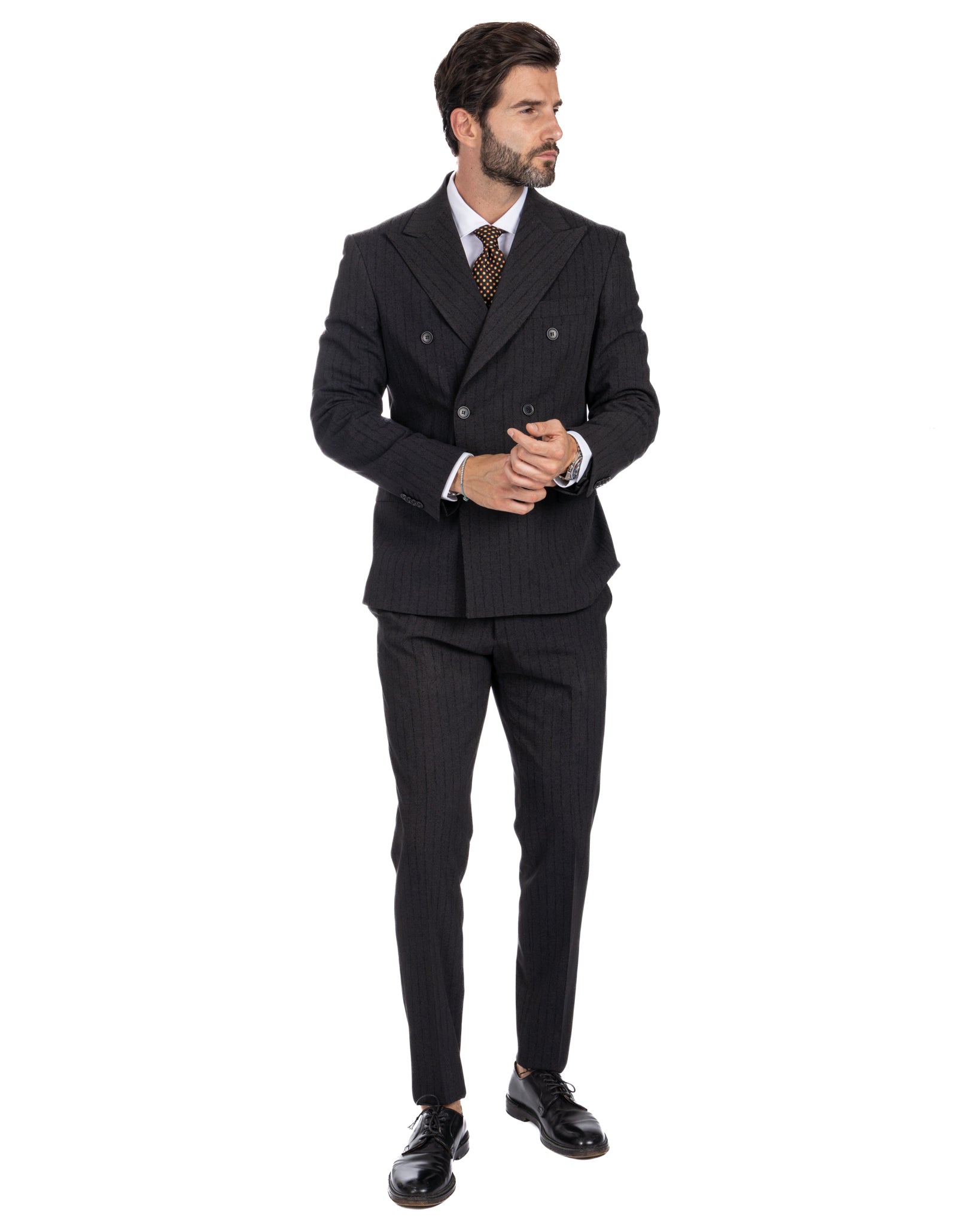 Enzo - anthracite double-breasted pinstripe suit