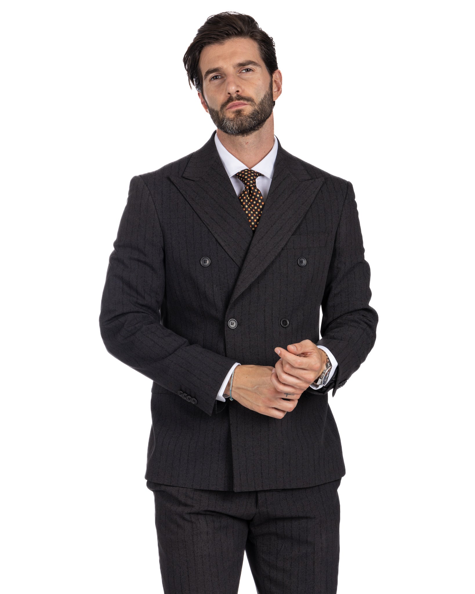 Enzo - anthracite double-breasted pinstripe suit