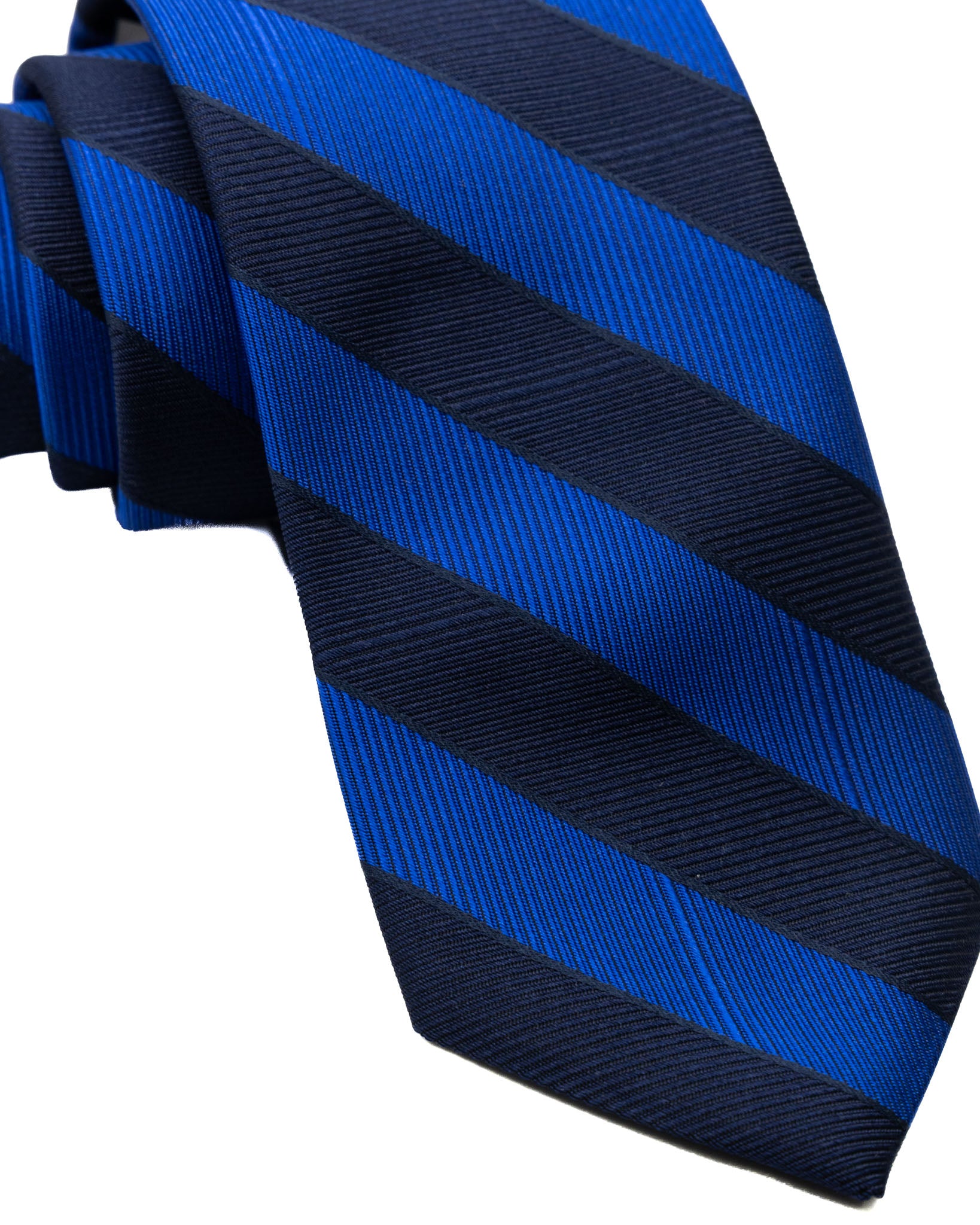 Tie - in silk with blue and royal stripes