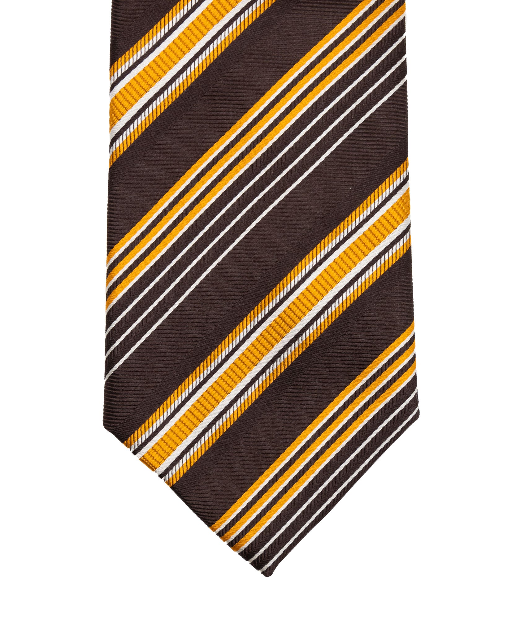 Tie - in brown silk with orange stripes