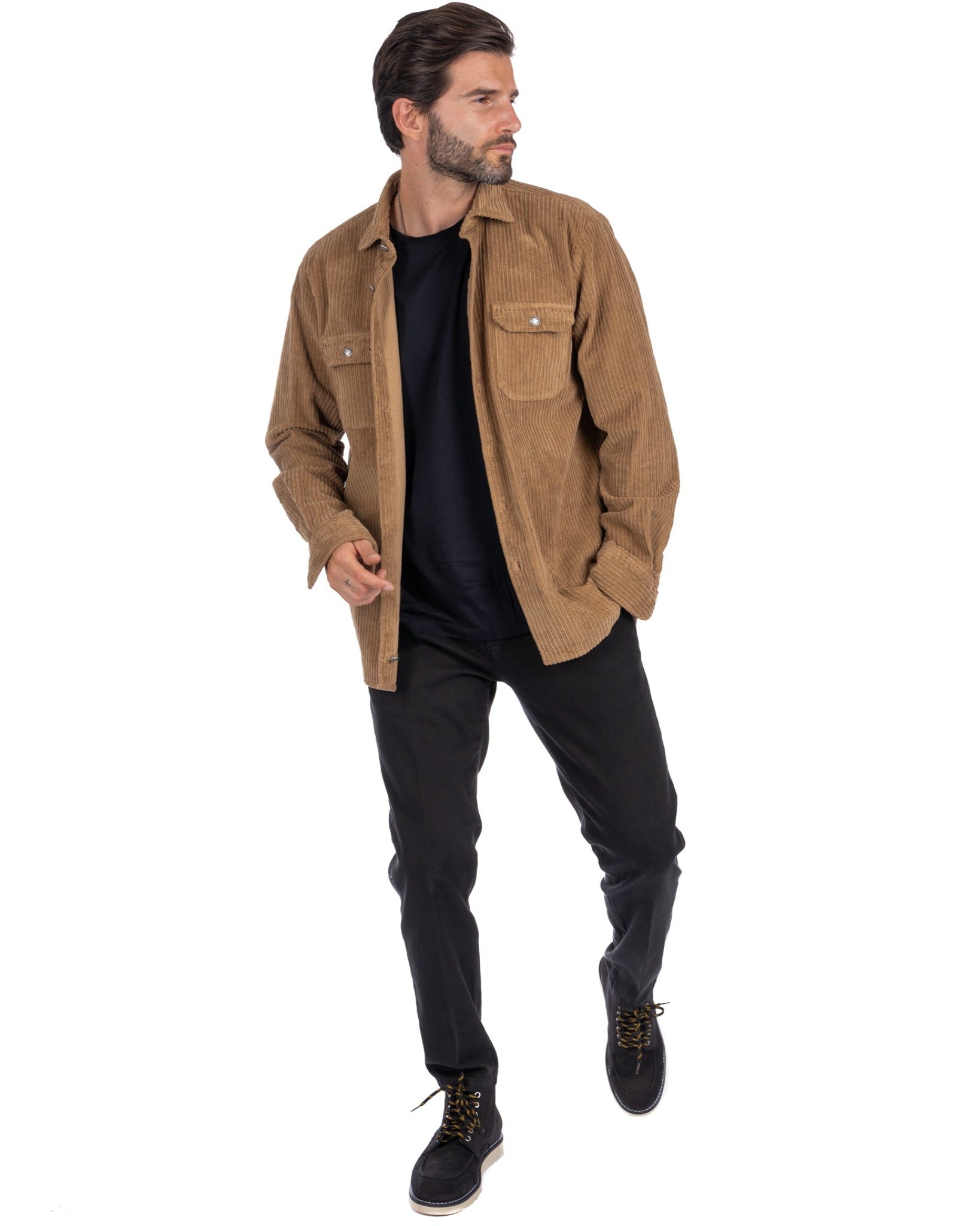 Dubhe - camel velvet shirt
