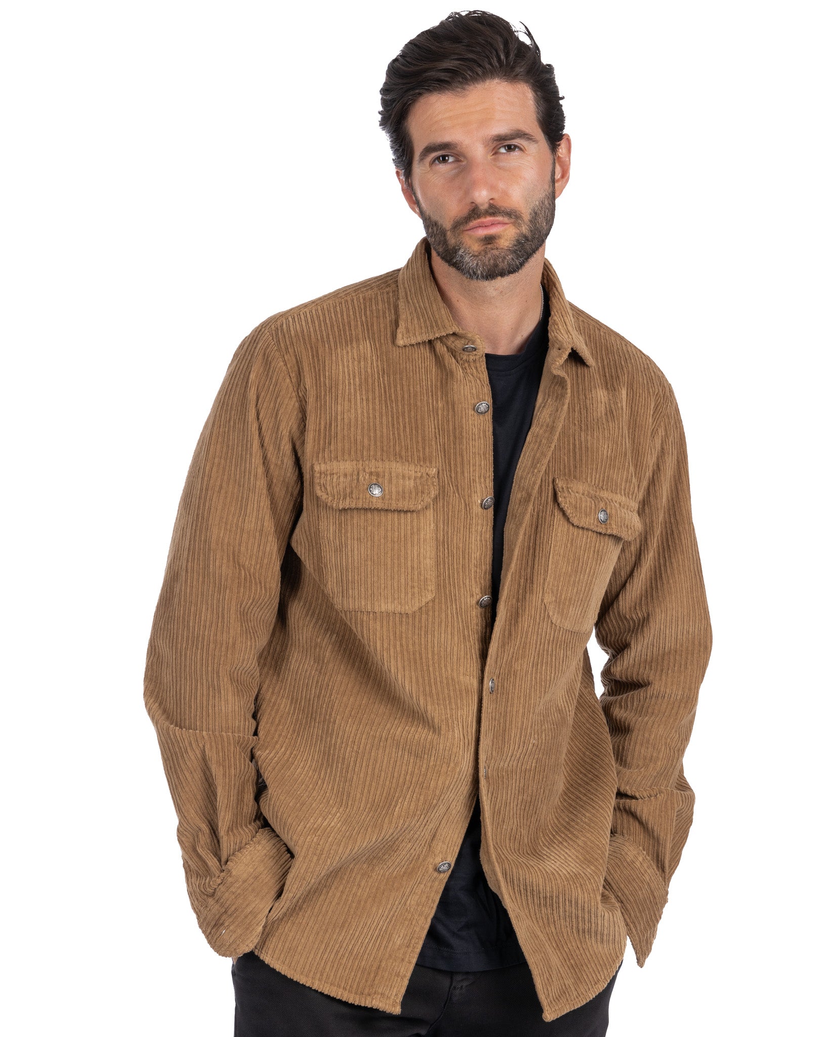 Dubhe - camel velvet shirt