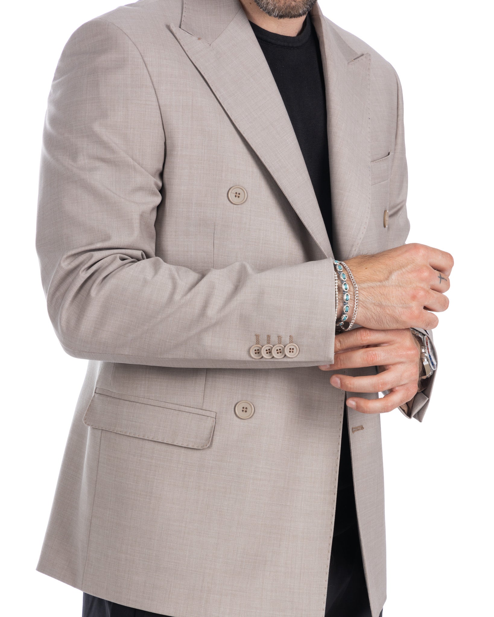 Brooklyn - beige double-breasted wool jacket