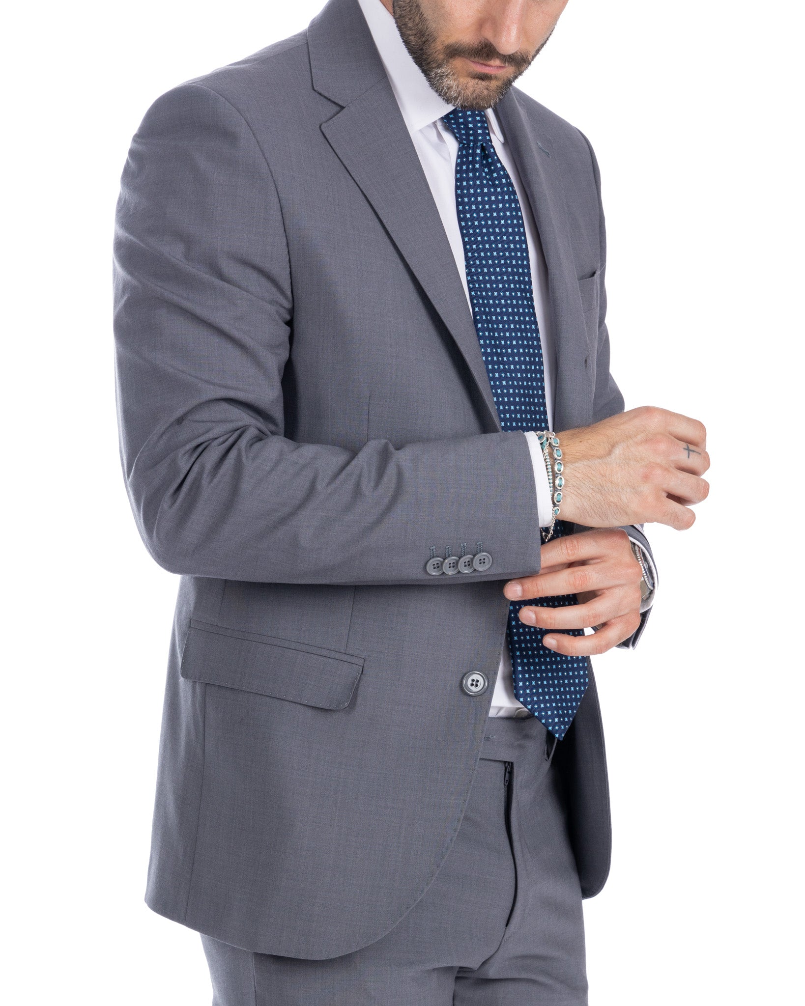New york - costume droit en laine gris