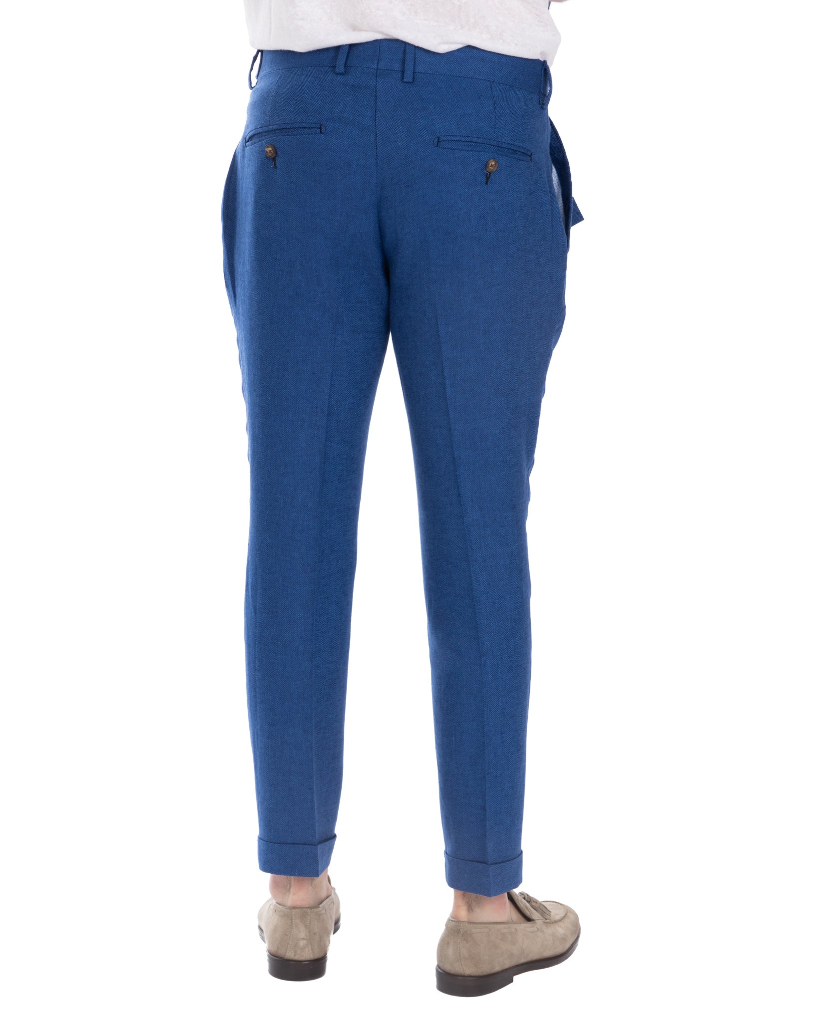 Moresco - blue herringbone trousers