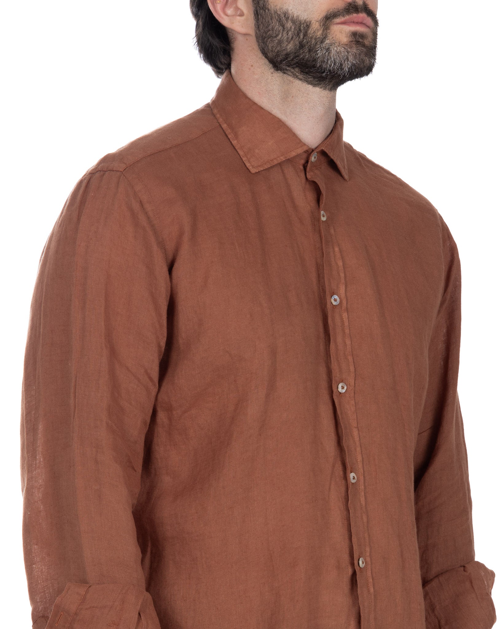 Montecarlo - camicia in puro lino coccio