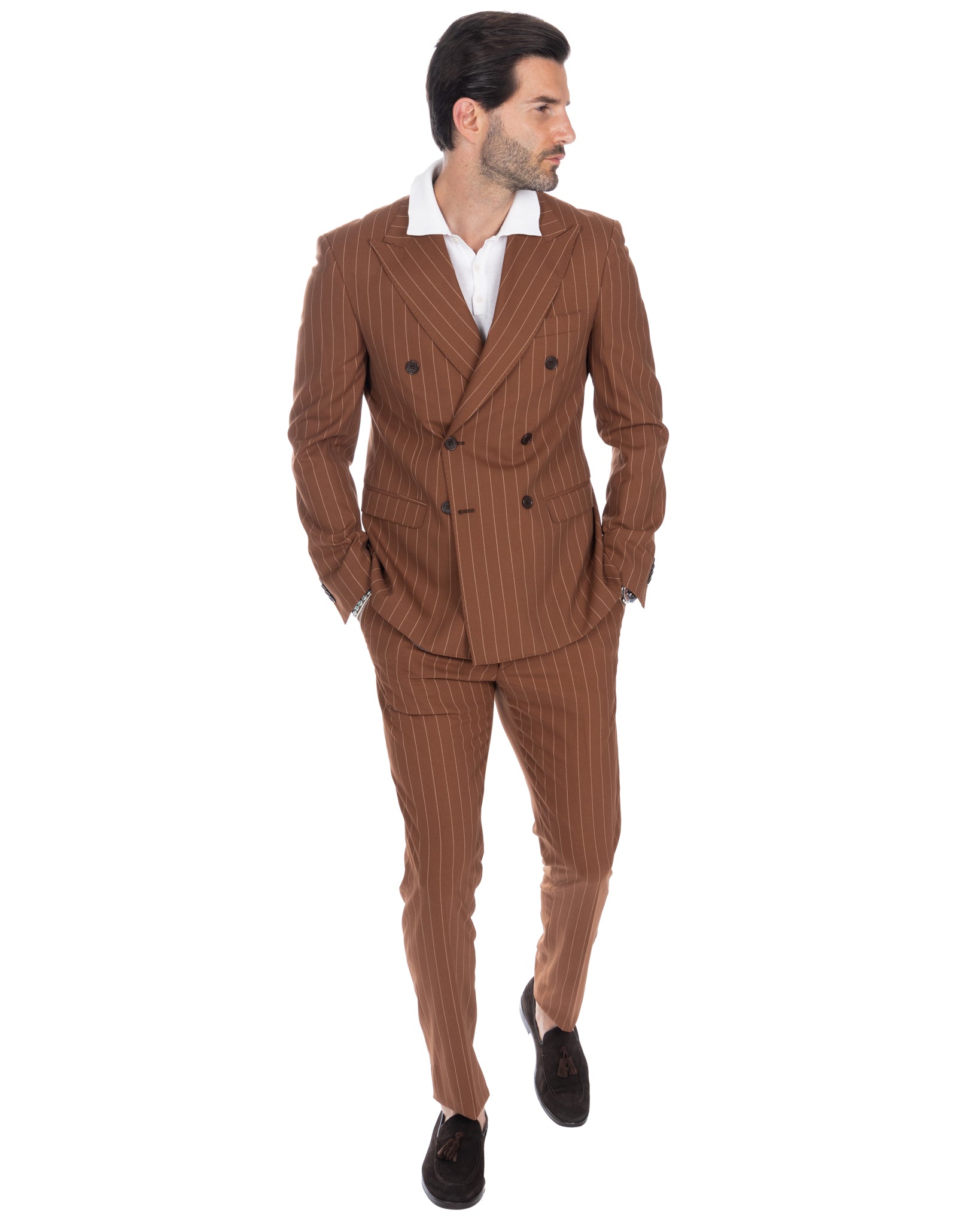 Vienna - brown striped double-breasted suit