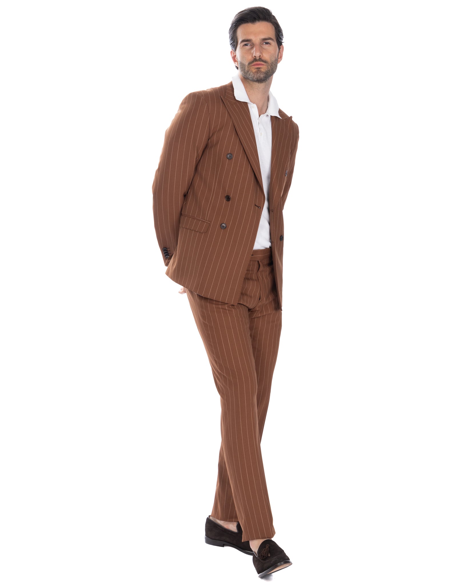 Vienna - brown striped double-breasted suit