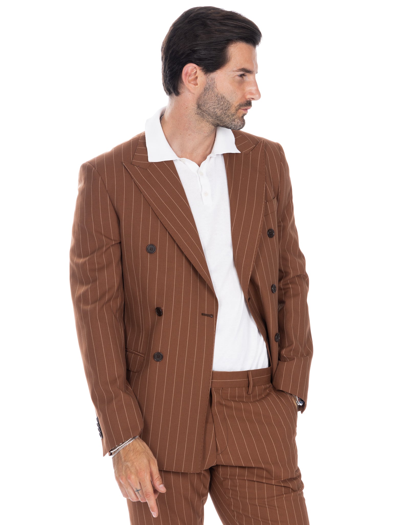Vienna - brown striped double-breasted suit