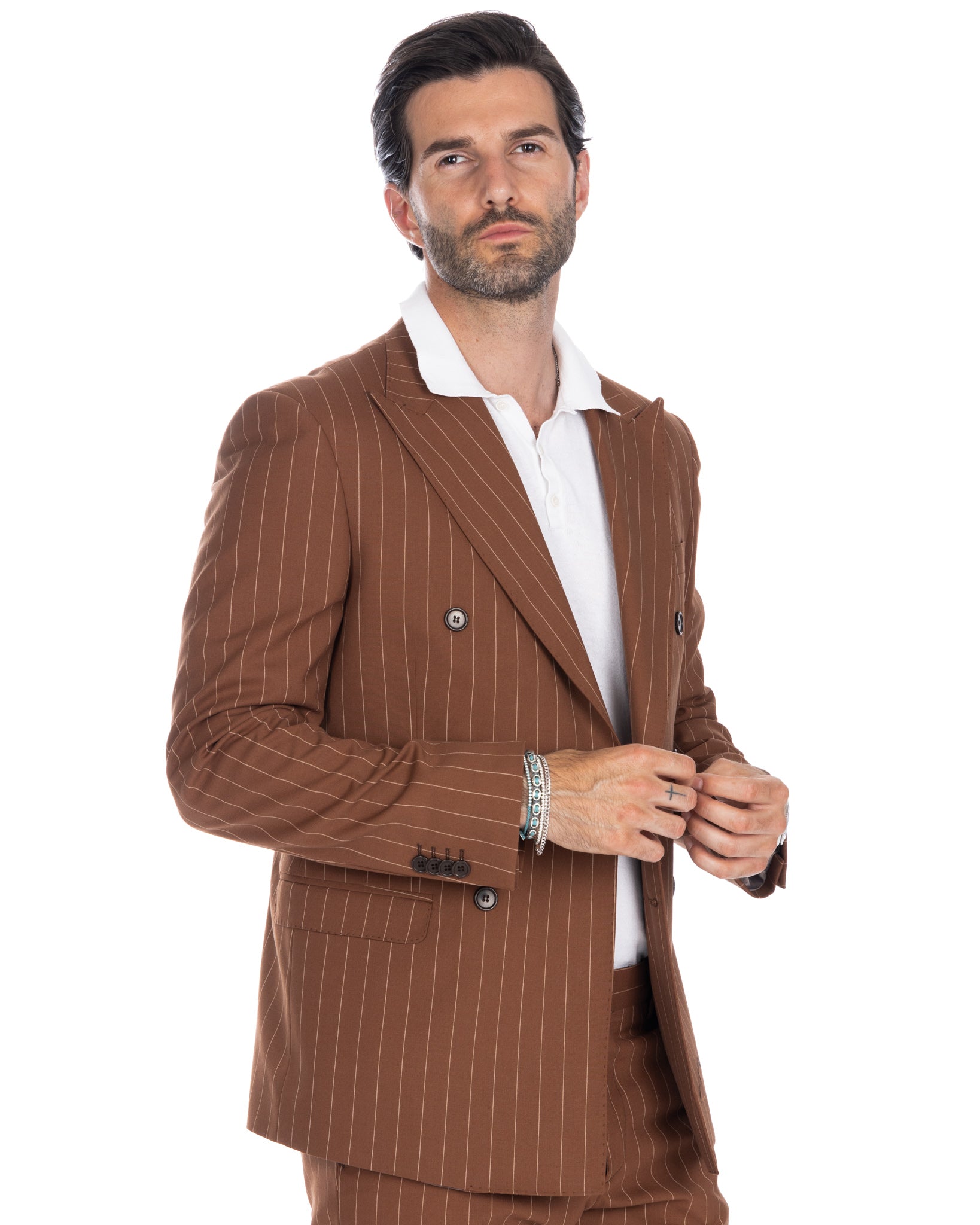 Vienna - brown striped double-breasted suit