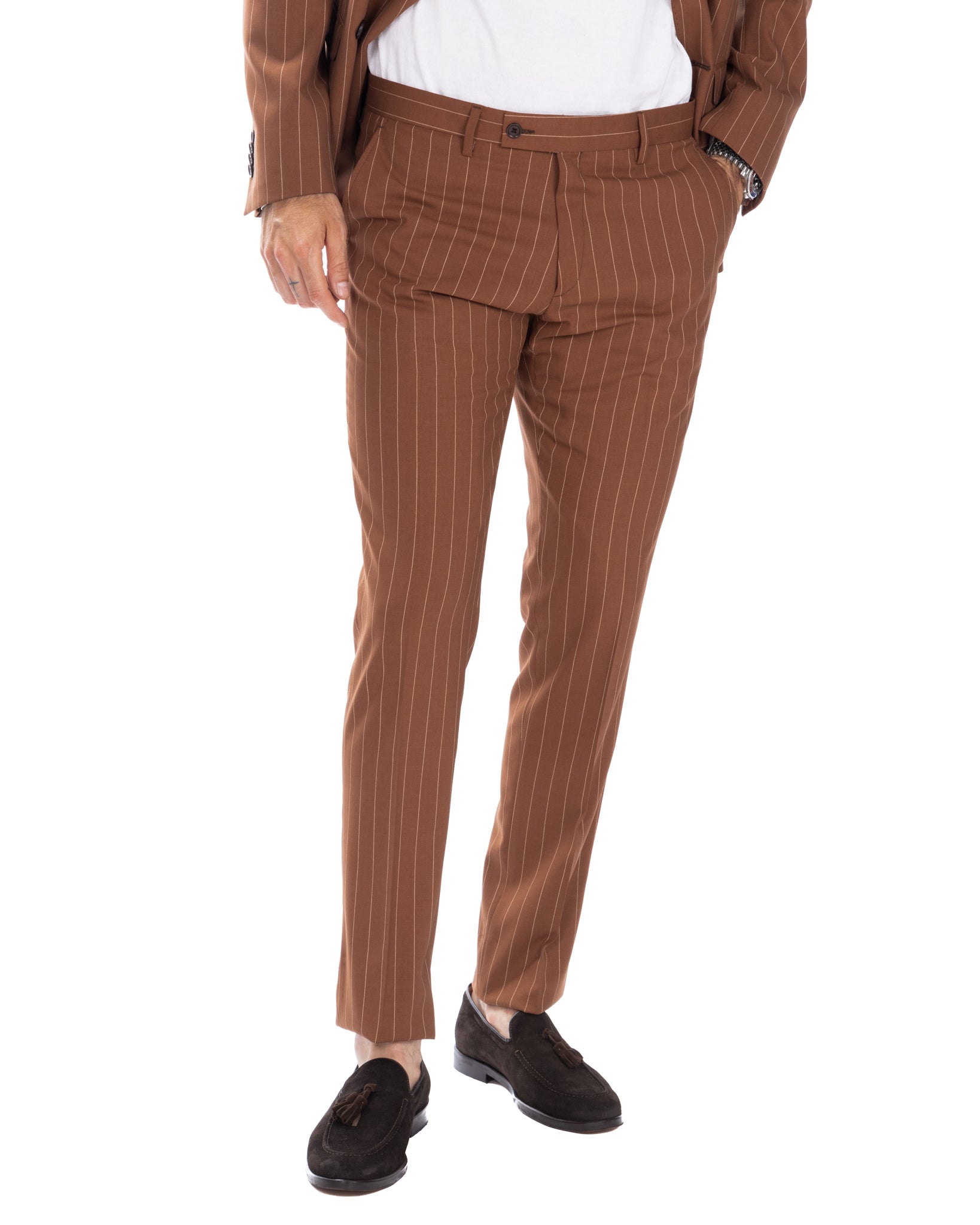 Vienna - brown striped double-breasted suit