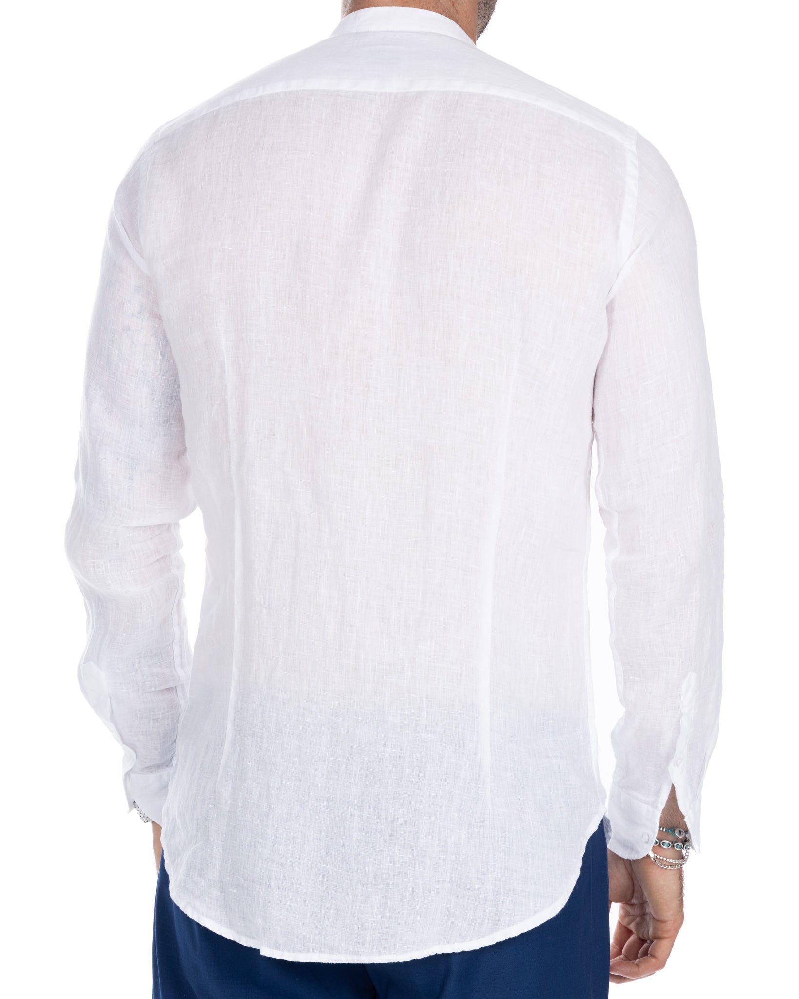 Cannes - henley shirt in pure white linen