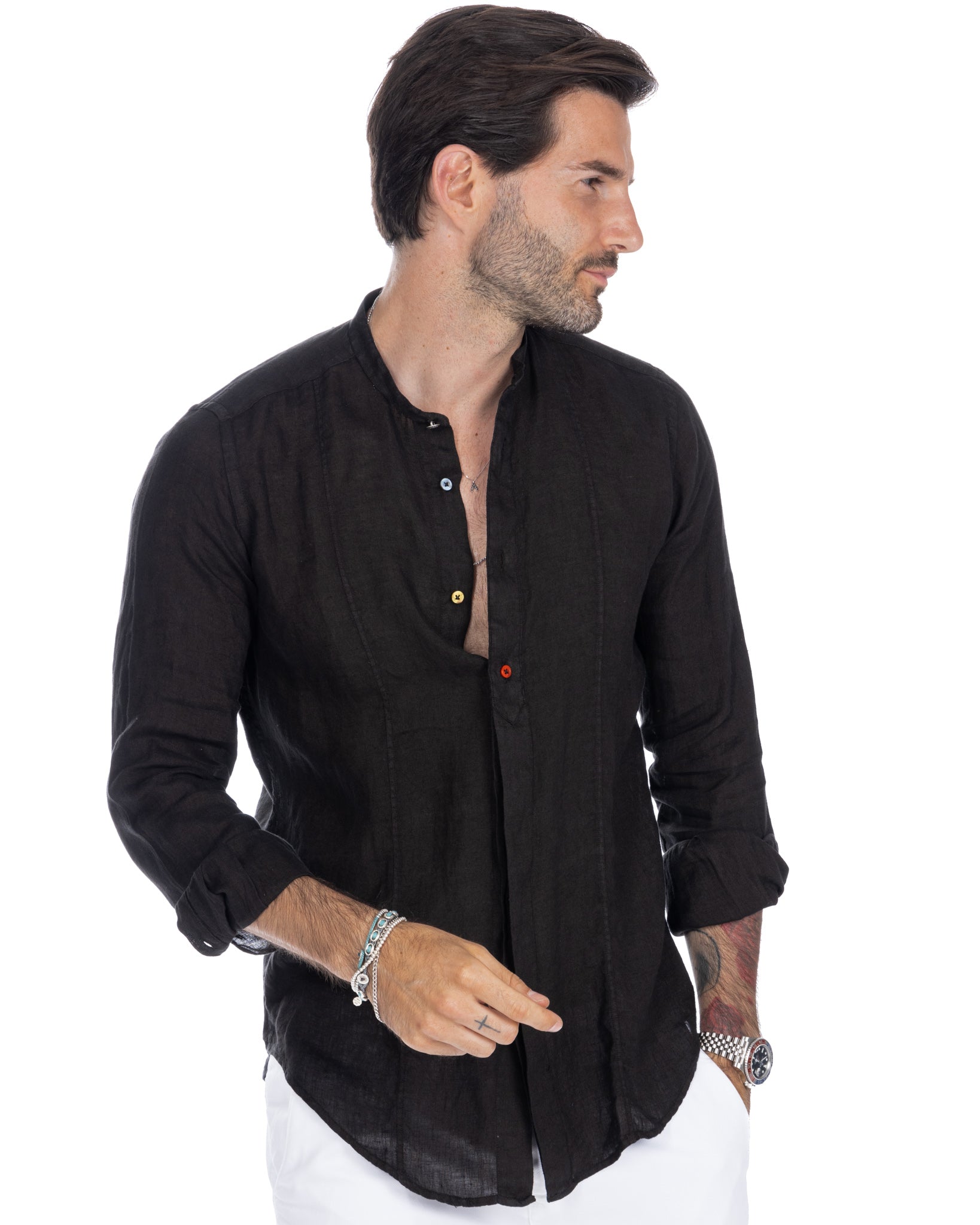 Cannes - chemise séraphine pur lin noir