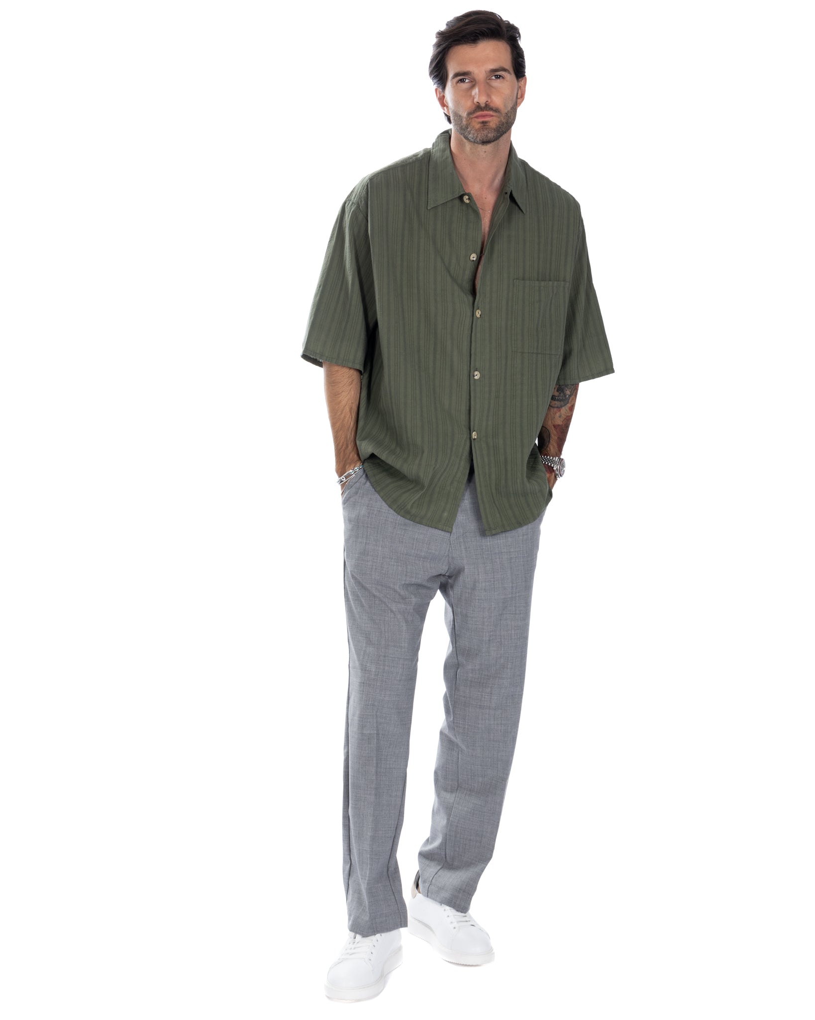 Martinique - chemise militaire oversize en dentelle