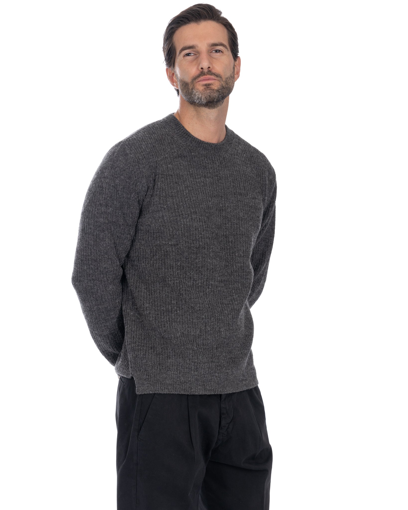 Vath - maglione girocollo a coste antracite