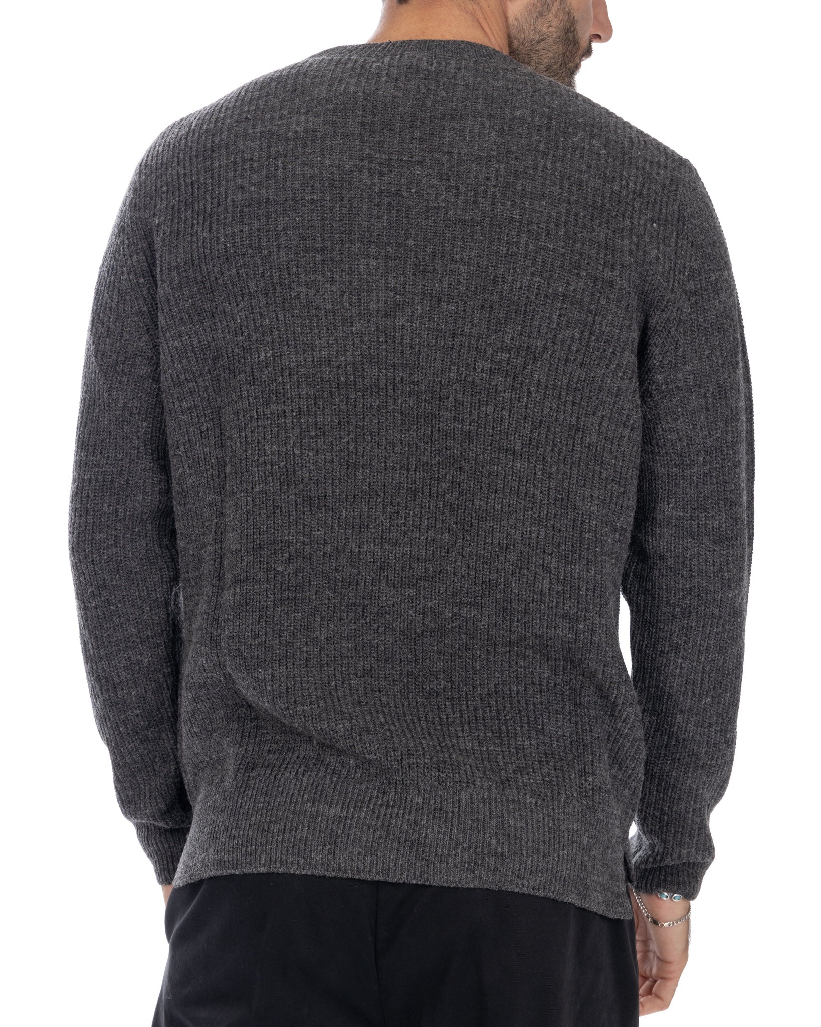 Vath - maglione girocollo a coste antracite