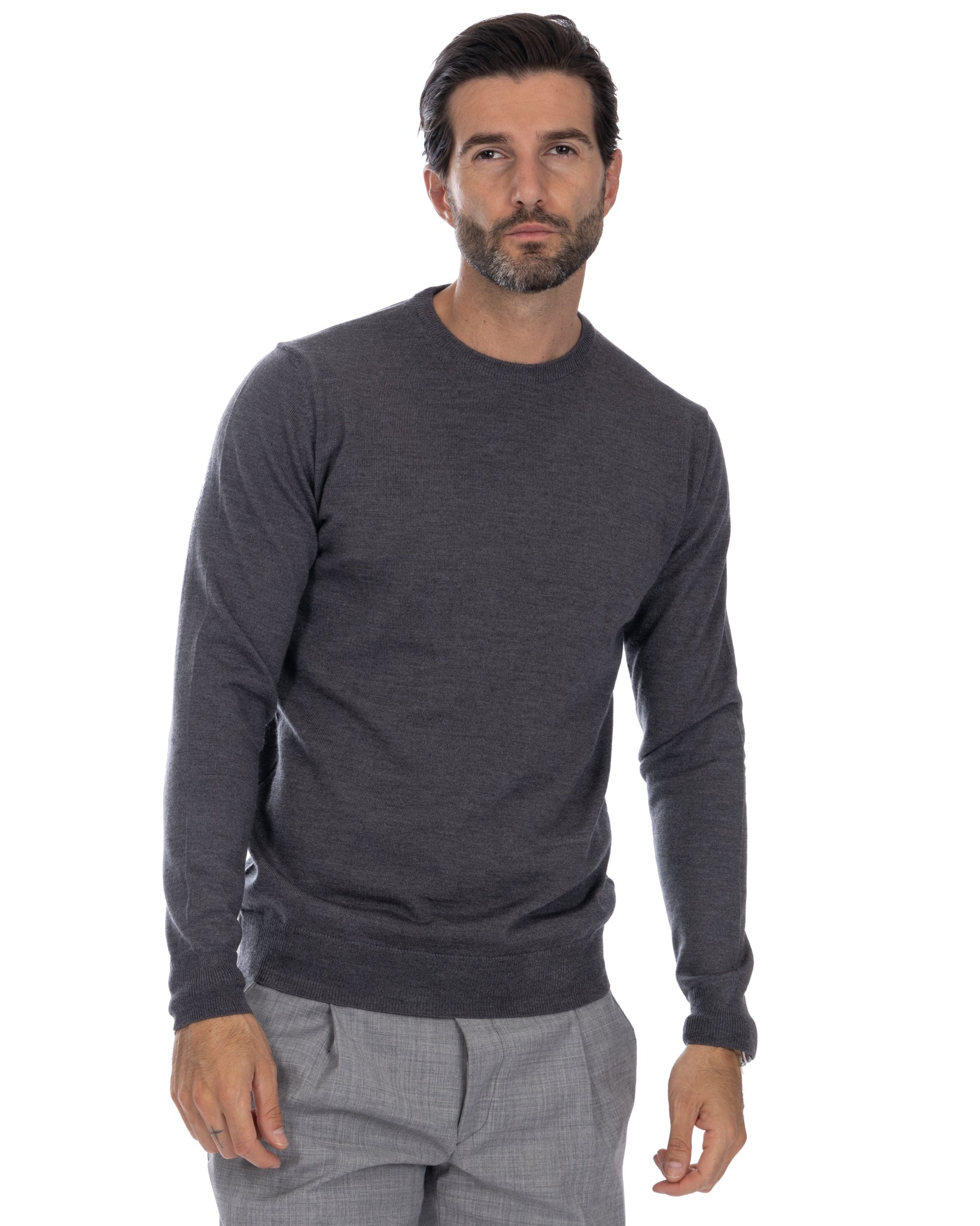 Pull ras du cou Furore en laine mérinos gris Tollegno