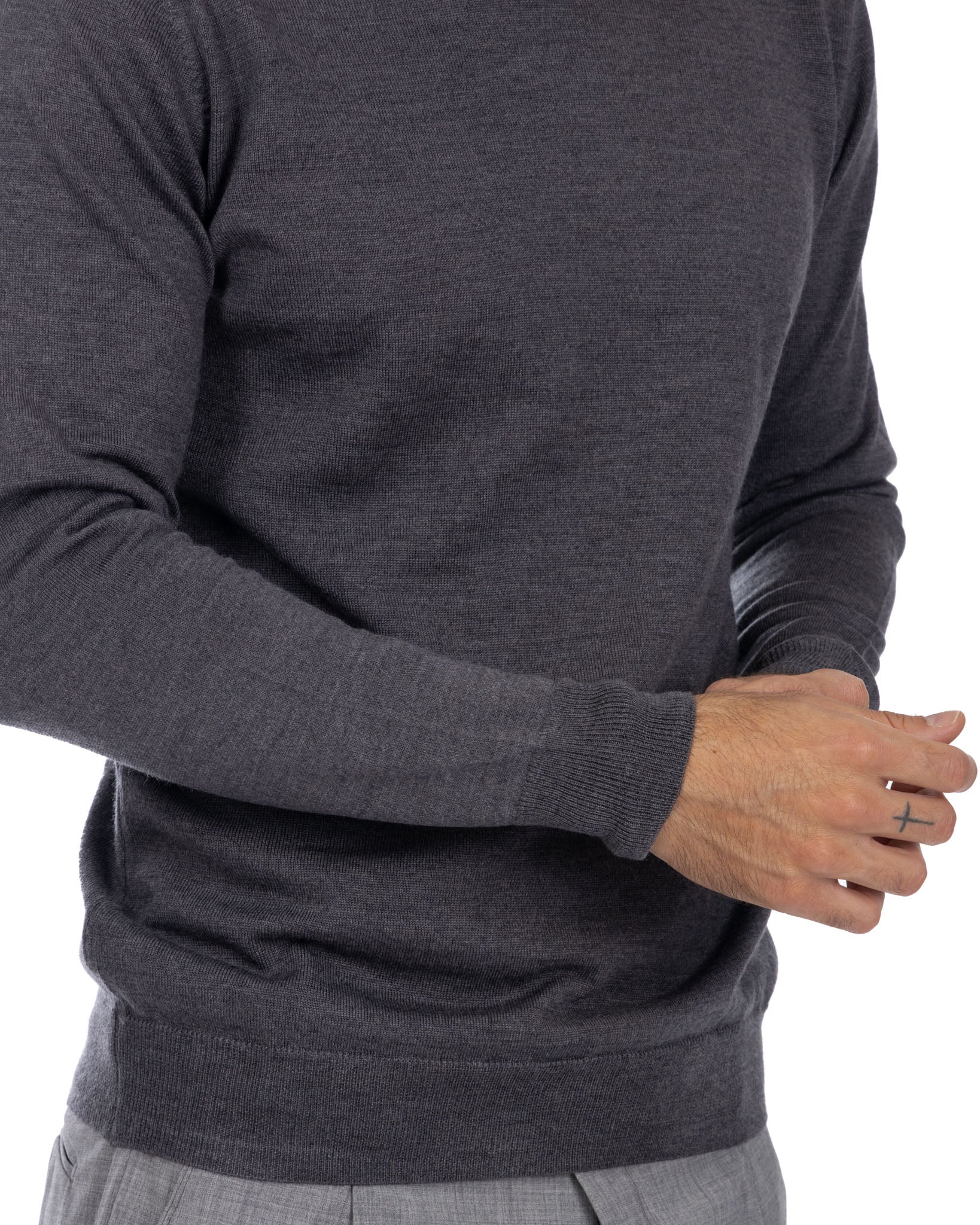 Pull ras du cou Furore en laine mérinos gris Tollegno