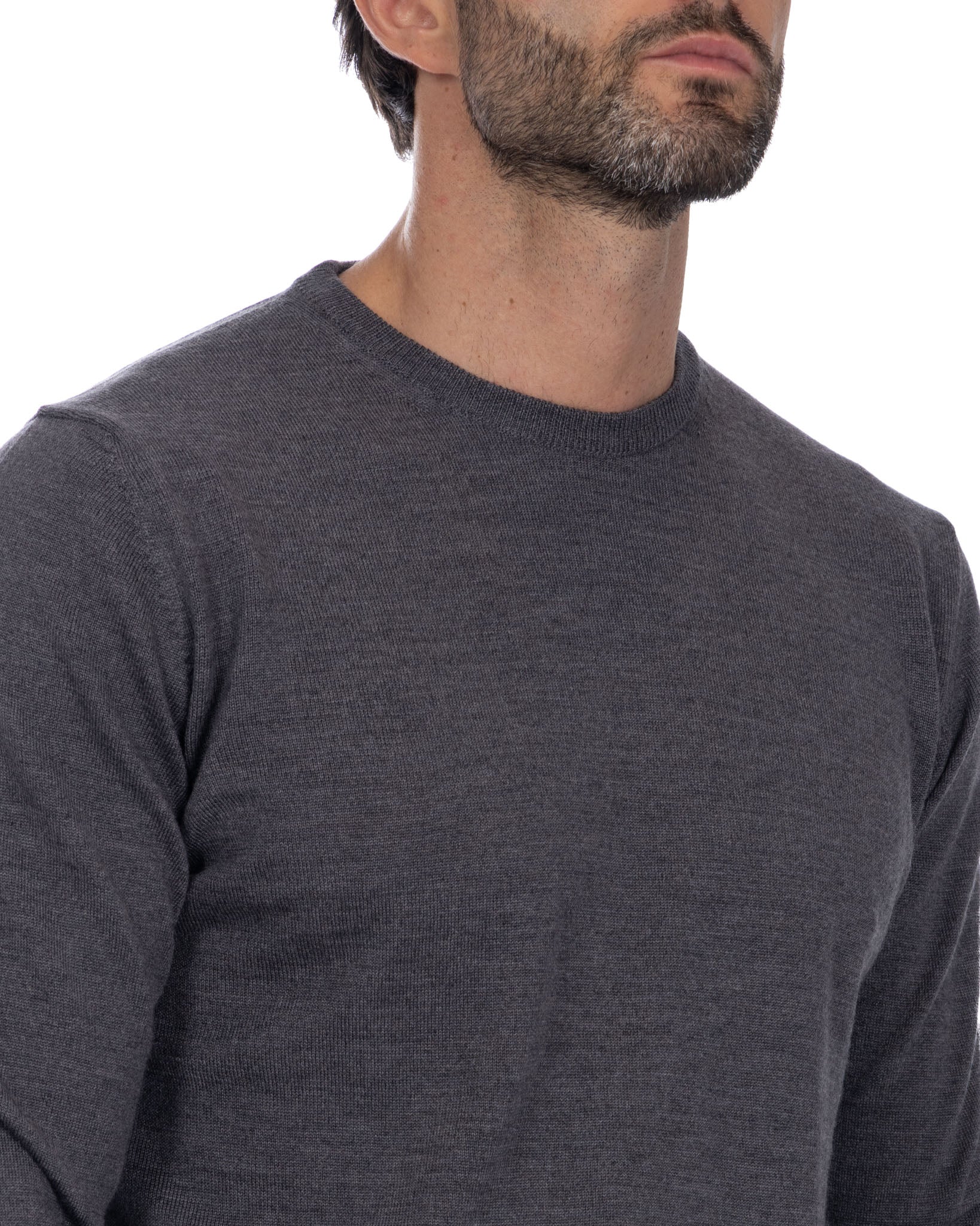 Pull ras du cou Furore en laine mérinos gris Tollegno