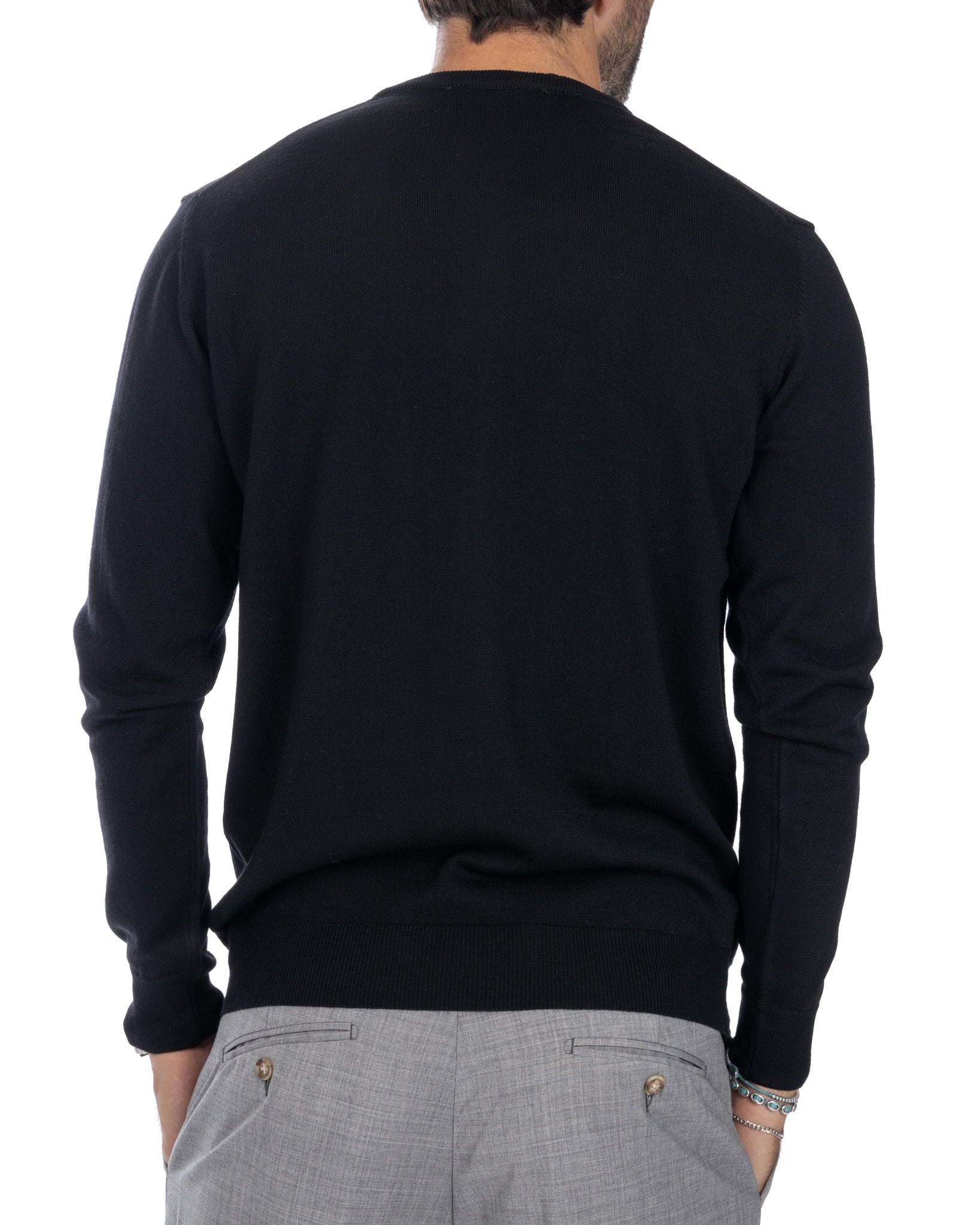 Pull ras du cou Furore en laine mérinos noire Tollegno