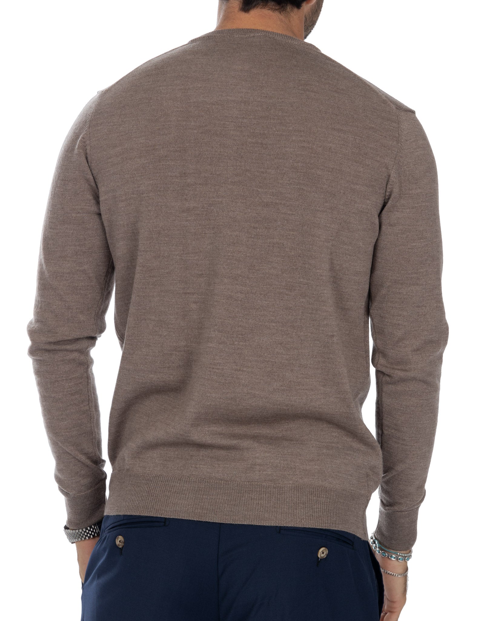 Pull ras du cou Furore en laine mérinos beige Tollegno