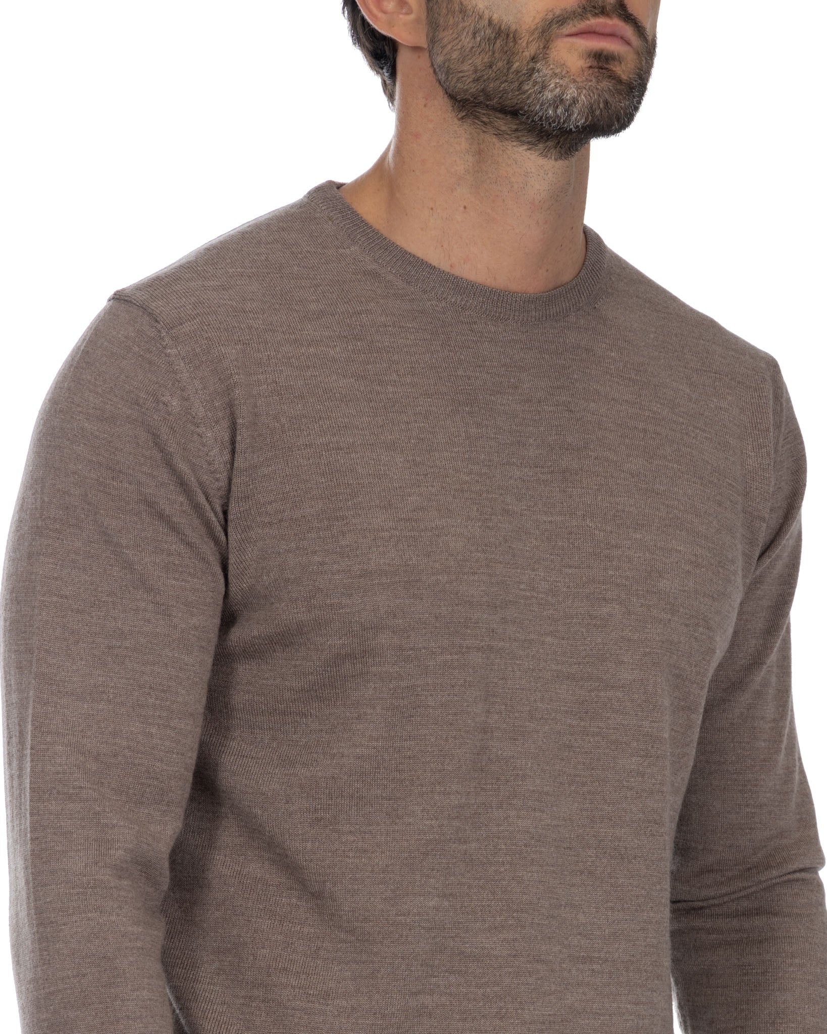 Pull ras du cou Furore en laine mérinos beige Tollegno