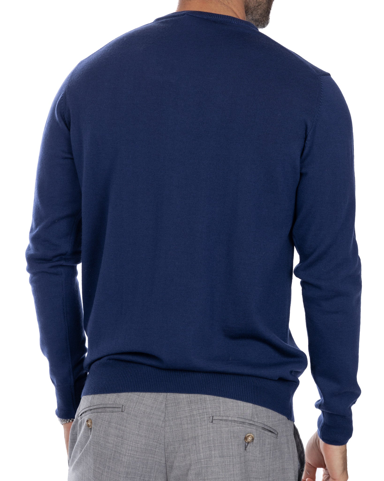 Pull ras du cou Furore en laine mérinos denim Tollegno