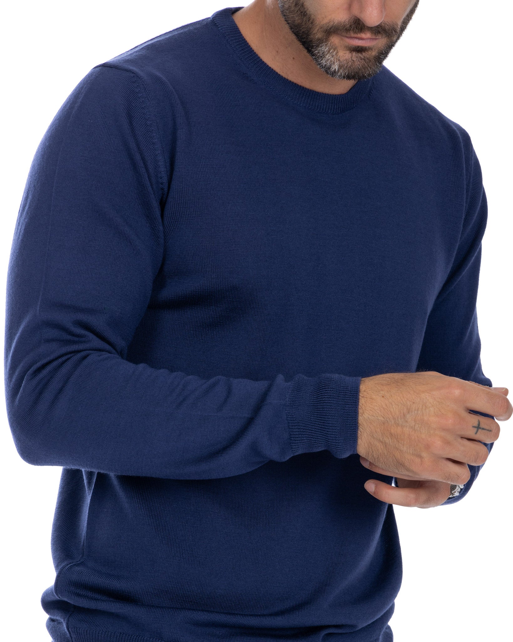 Pull ras du cou Furore en laine mérinos denim Tollegno