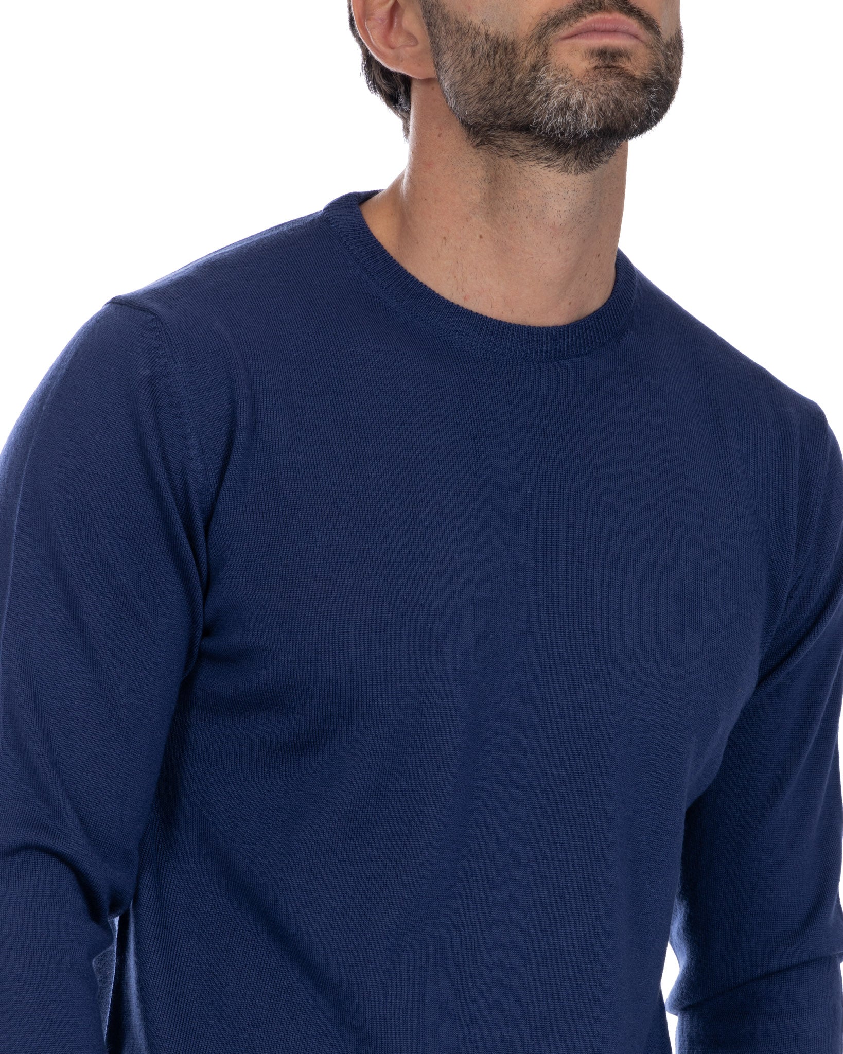 Pull ras du cou Furore en laine mérinos denim Tollegno