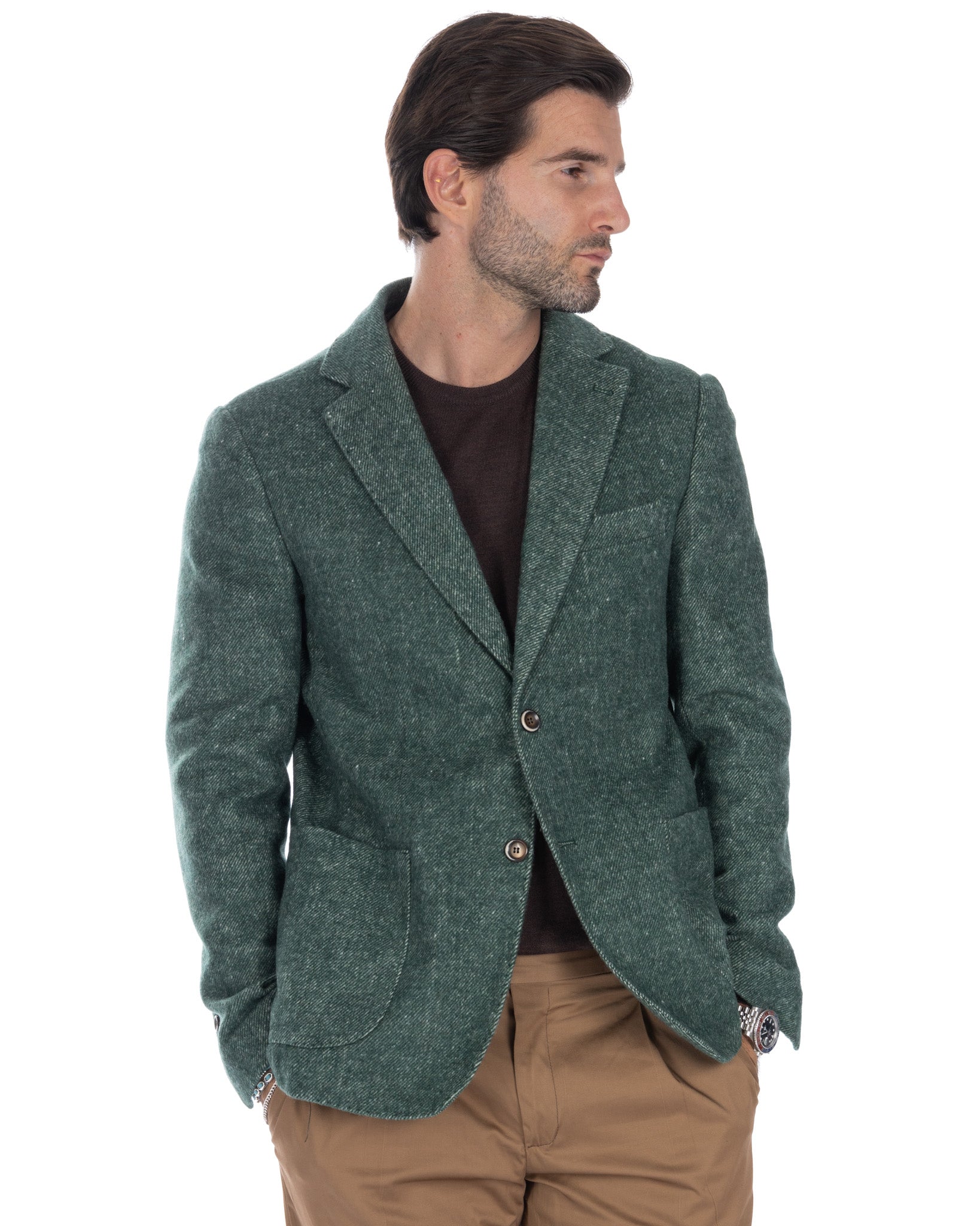 Veste verte à simple boutonnage Remi