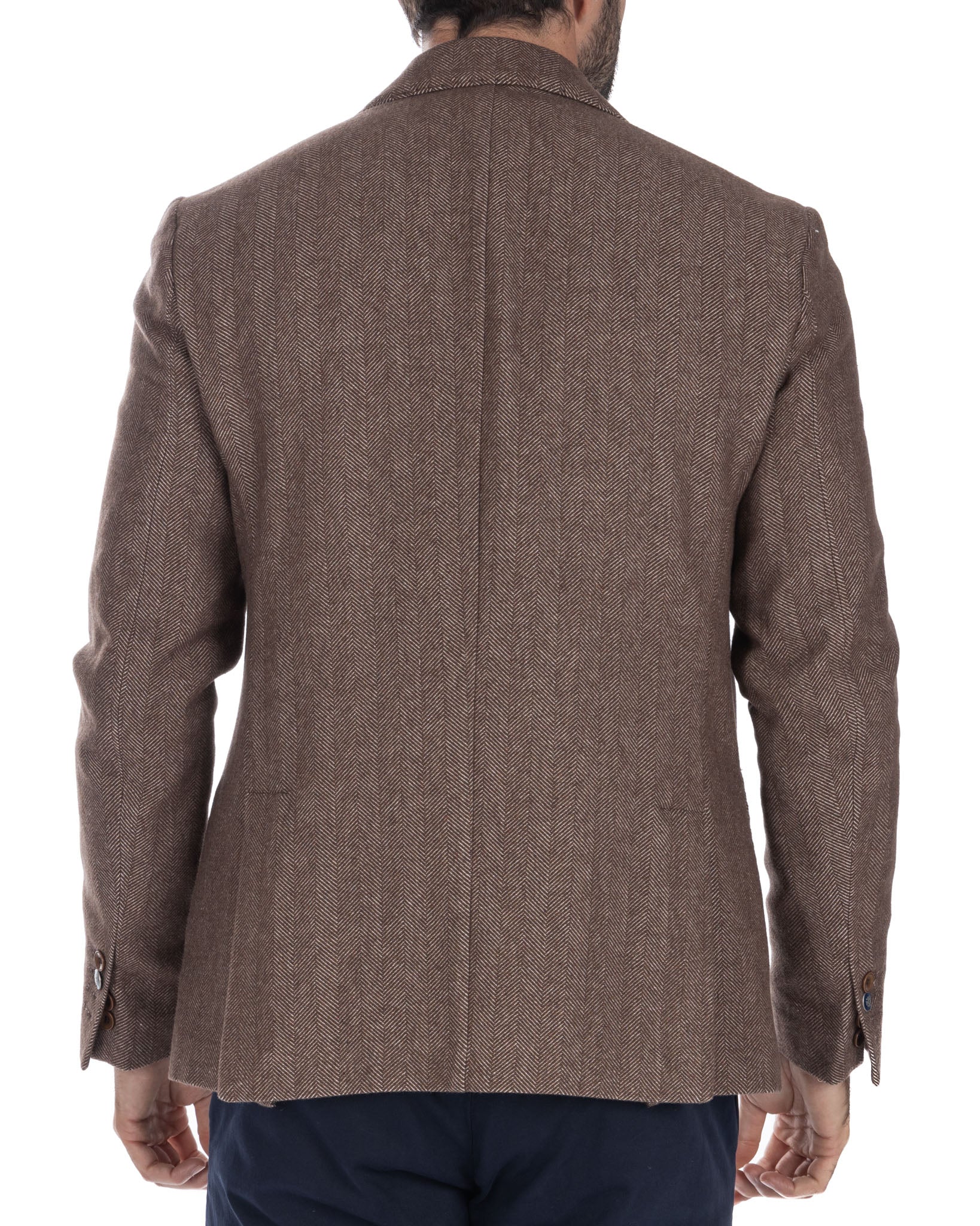 Jerome - dark brown herringbone single-breasted jacket