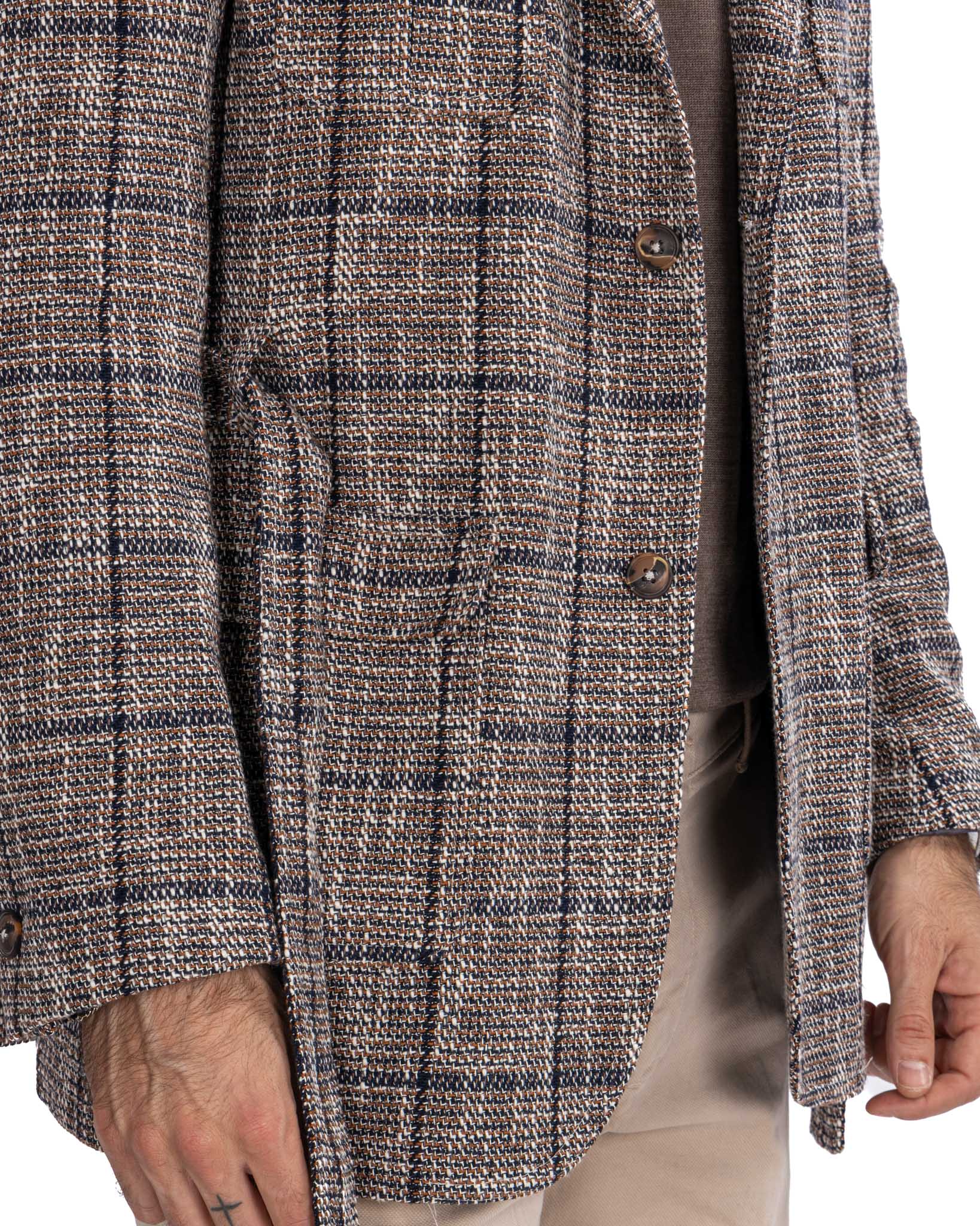 Armand - saharienne en laine à carreaux beige