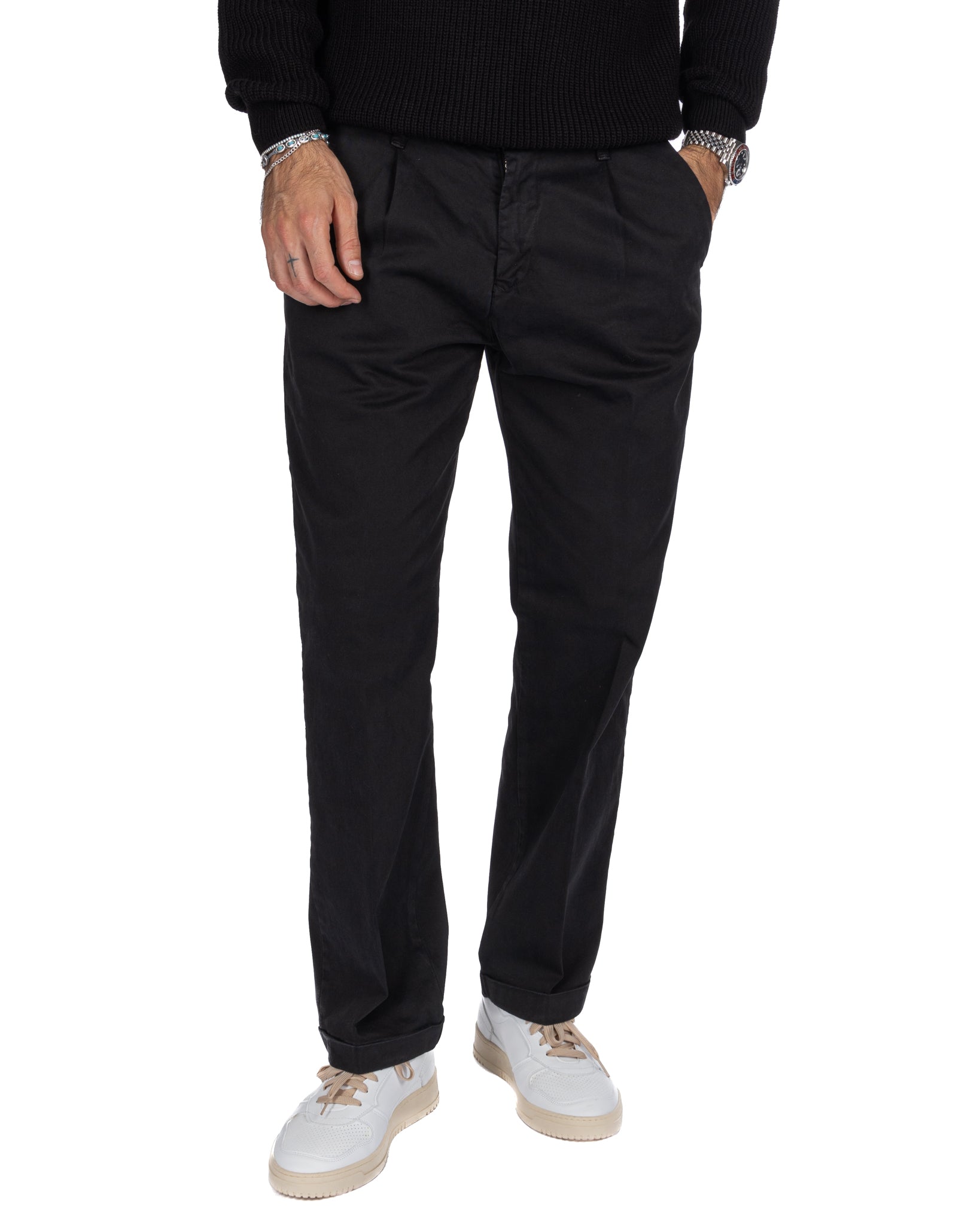 Pantalone Sean in cotone nero