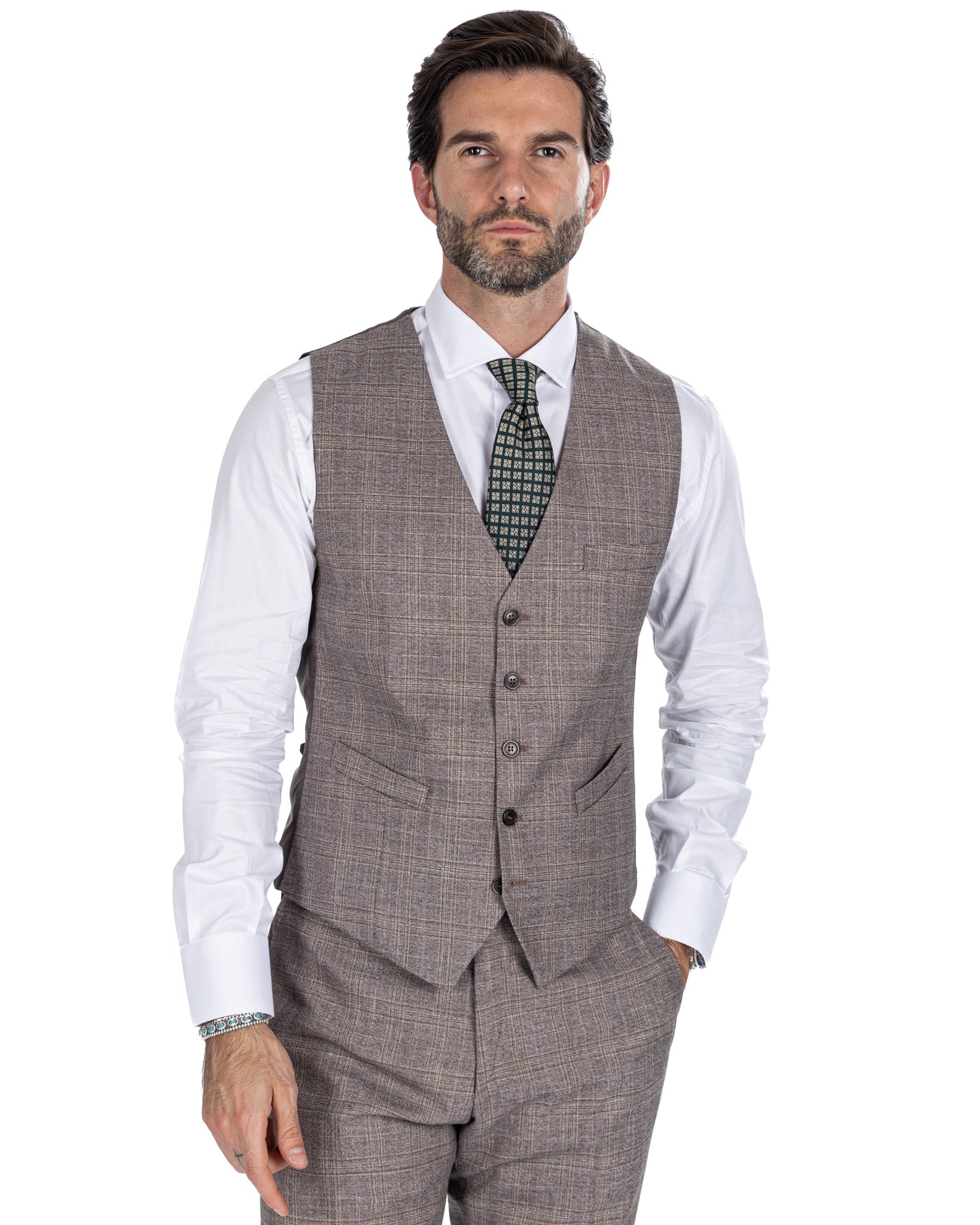 Senales - gilet droit carré beige