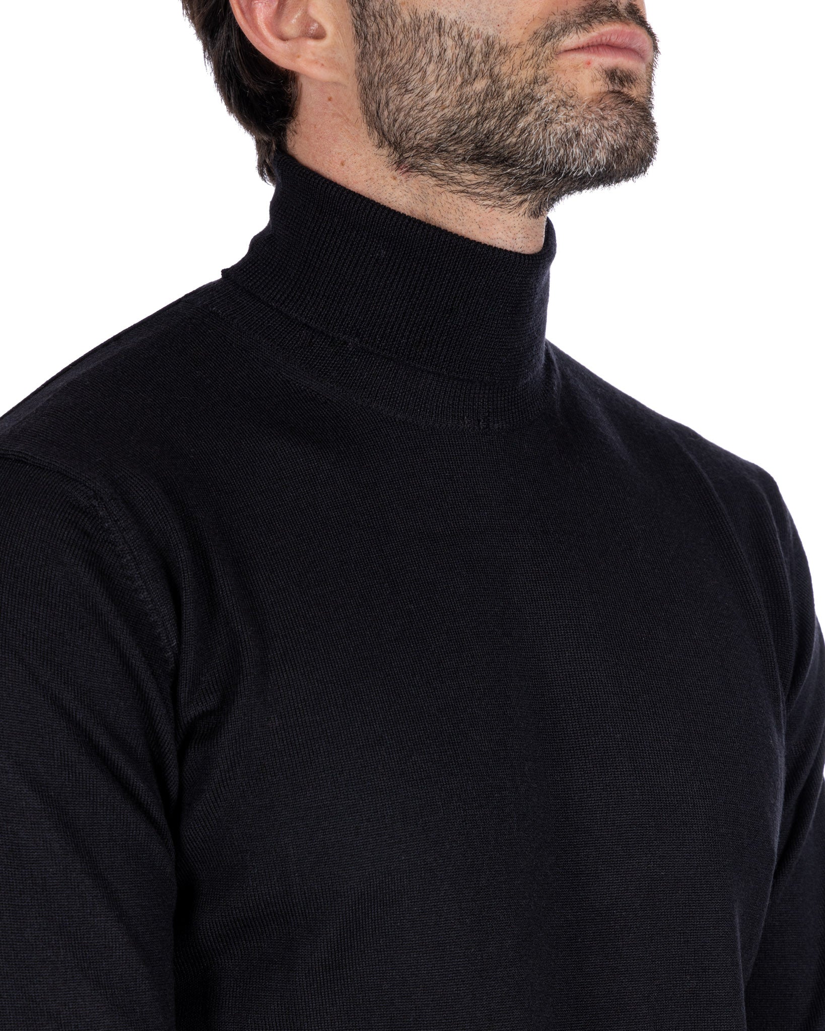 Col roulé Vietri en laine Tollegno noire