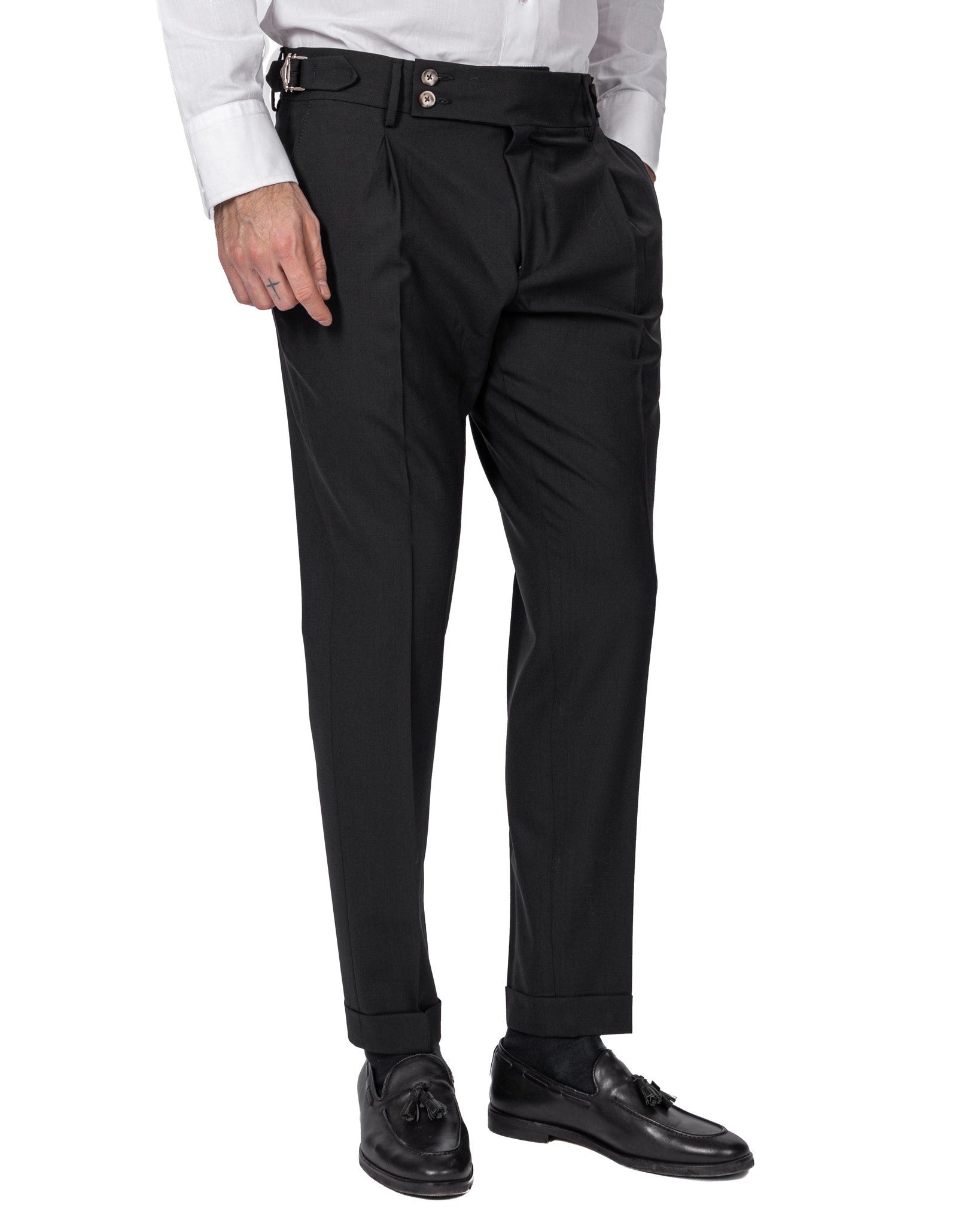 Manhattan - pantalon taille haute en laine noir