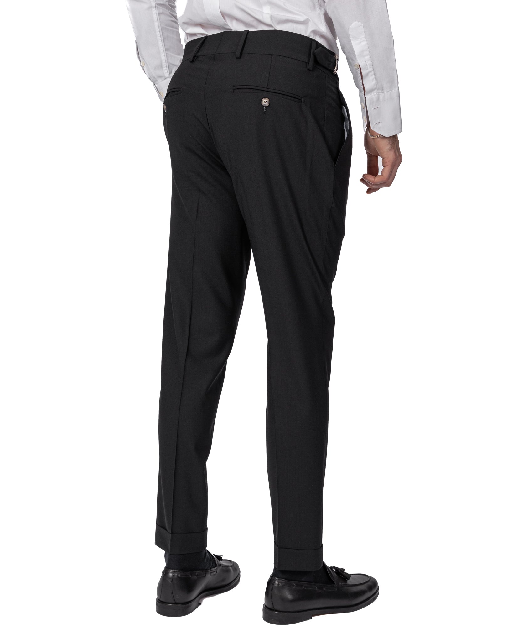 Manhattan - pantalon taille haute en laine noir