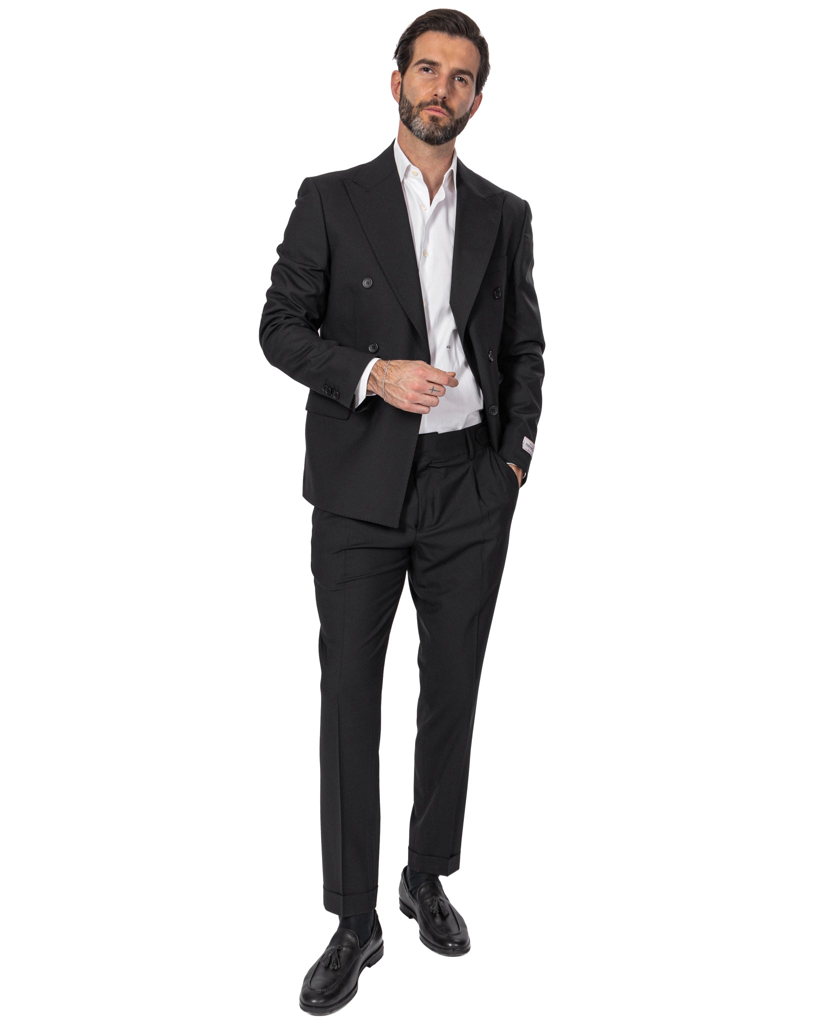 Manhattan - pantalon taille haute en laine noir