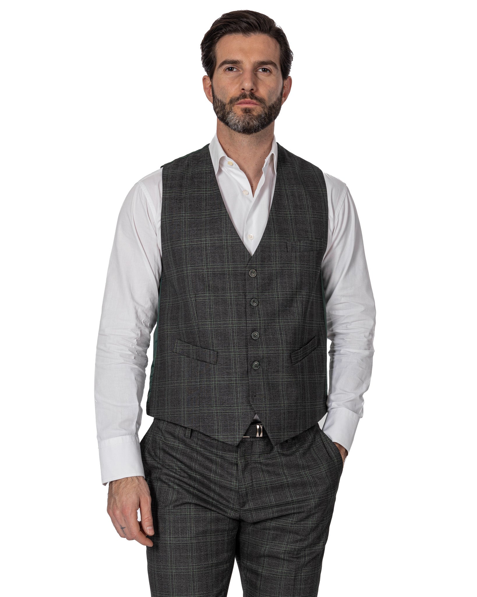 Senales - gilet droit carré vert
