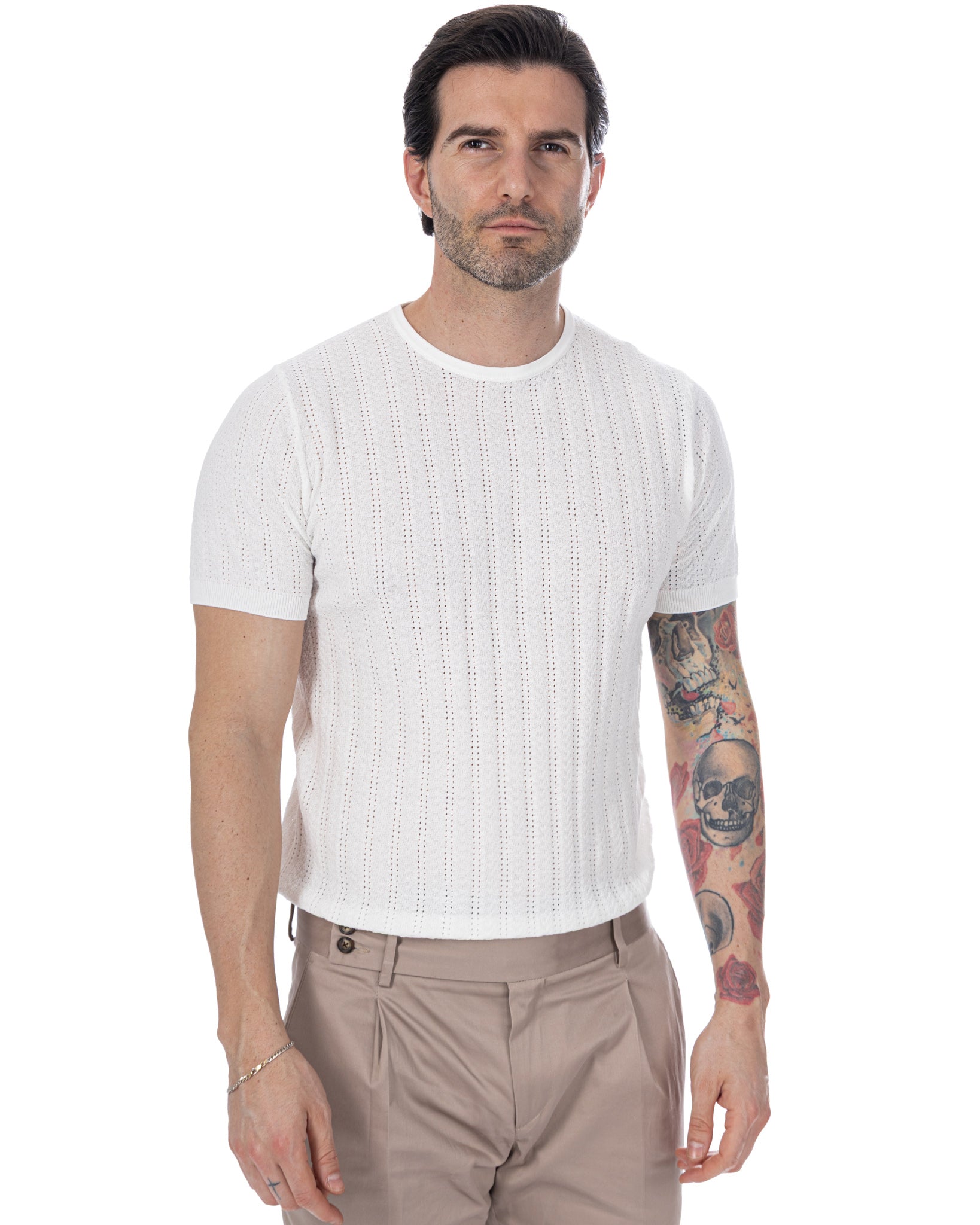Nick - T-shirt en maille blanche